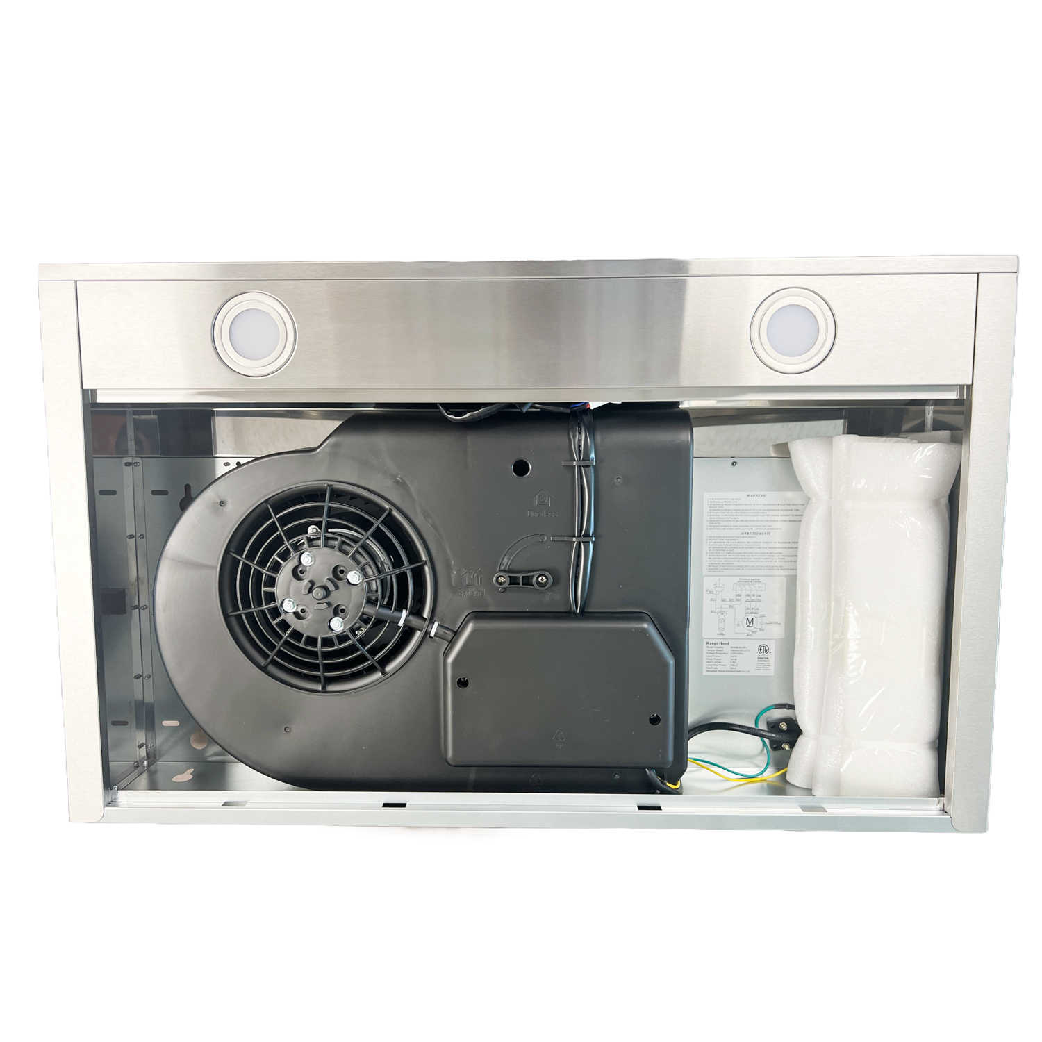 Hotte de dessous d'armoire en acier inoxydable de 500 pi3/min avec conduit convertible RH806&nbsp;A de 30 po de Blue Ocean