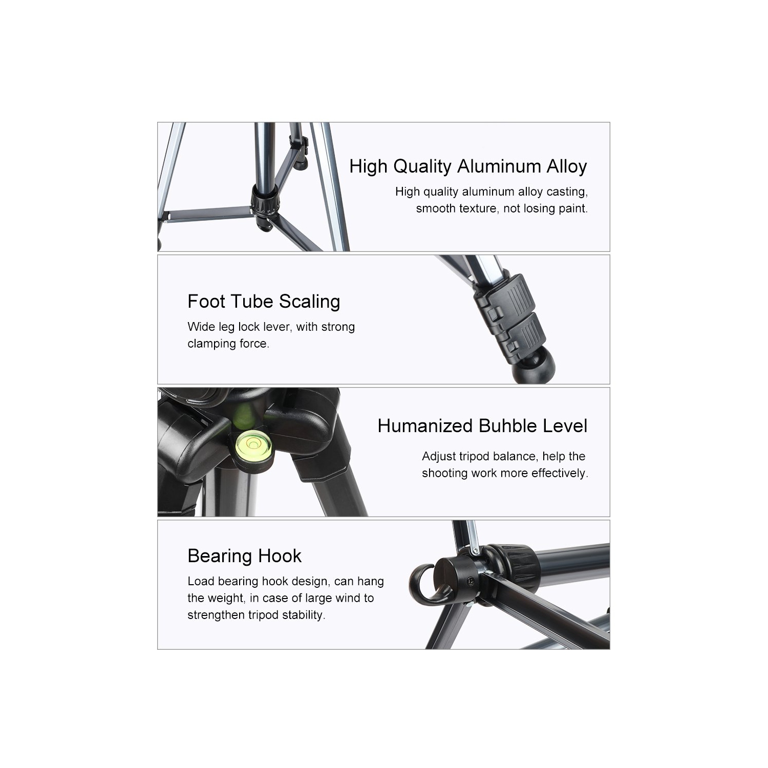 Trépied léger et compact de 61 po avec pattes ajustables de SAMA