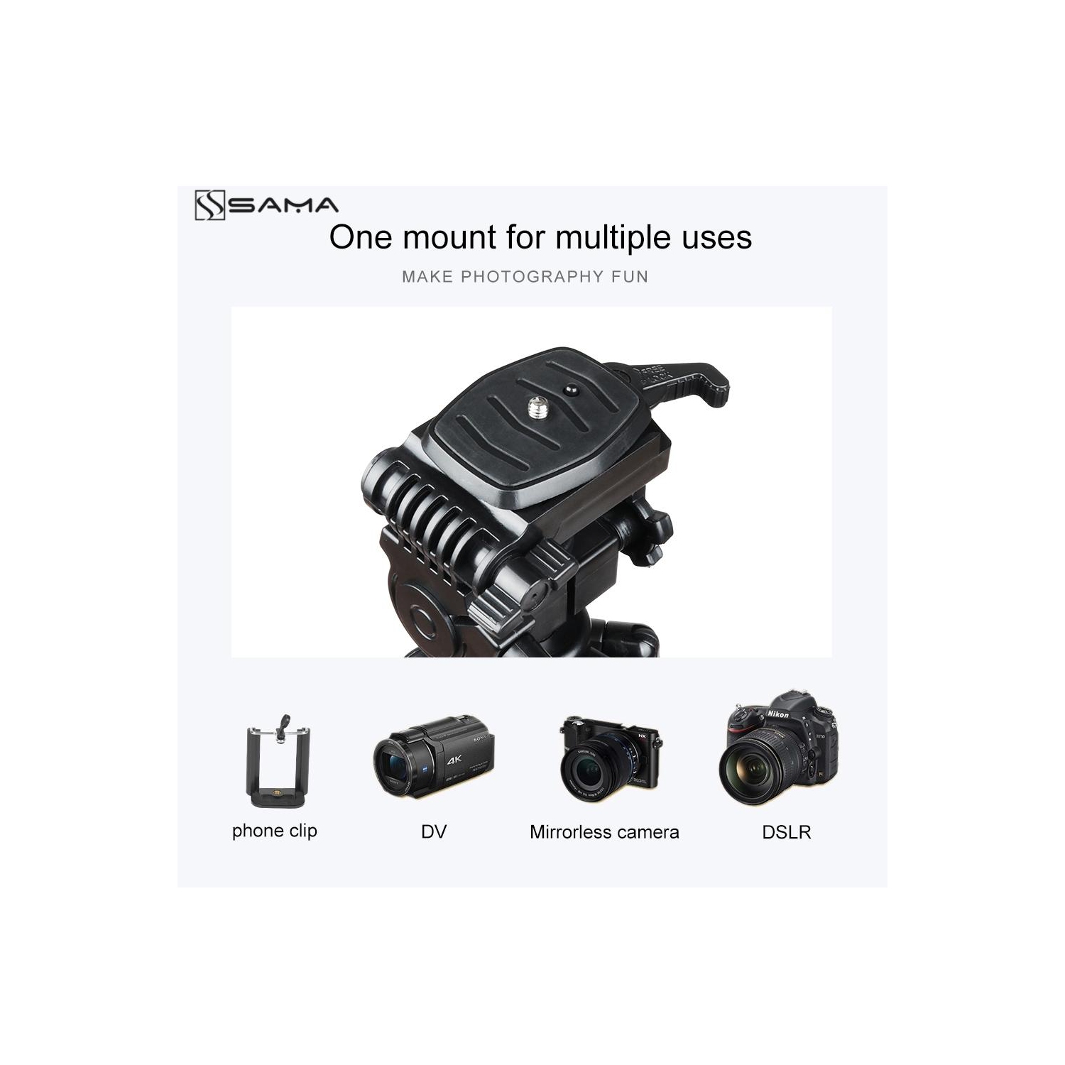 Trépied léger et compact de 61 po avec pattes ajustables de SAMA