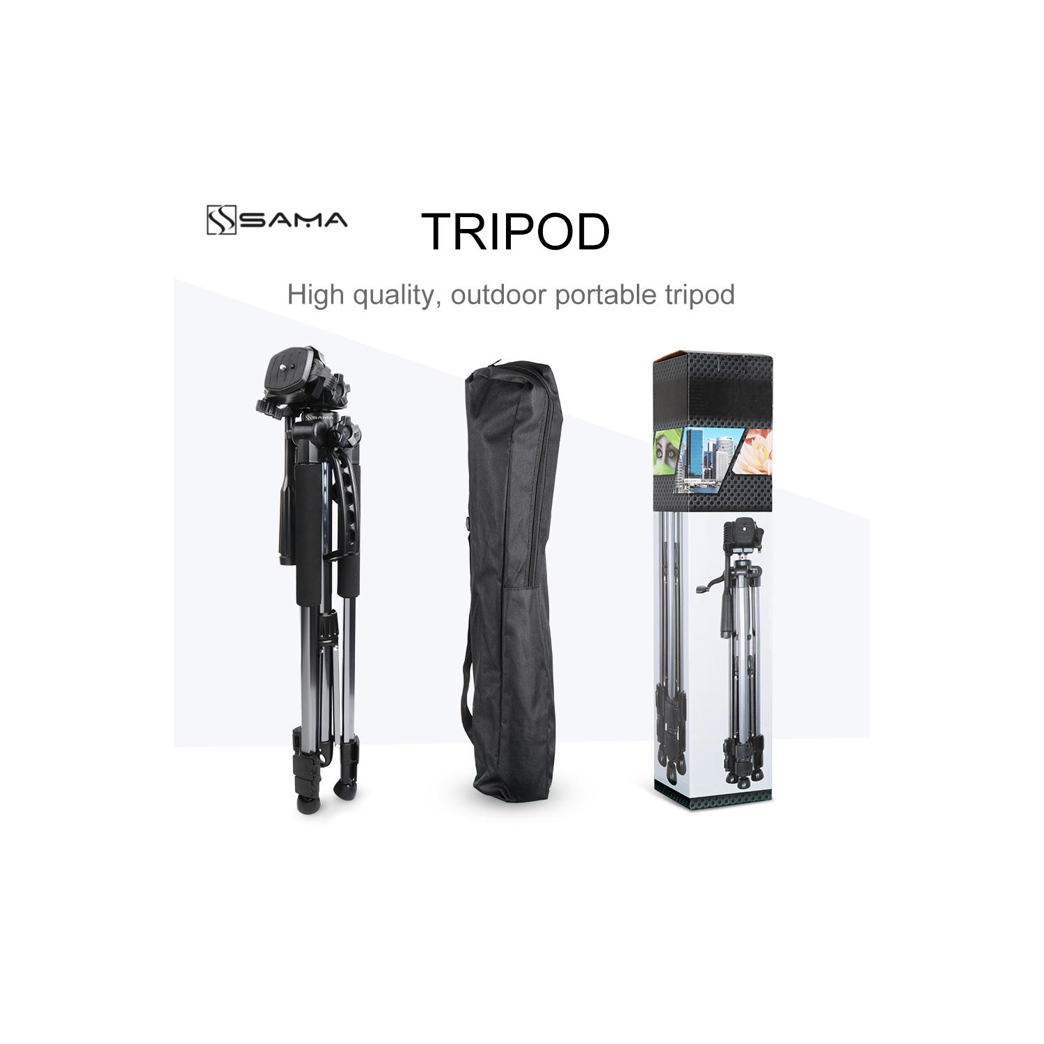 Trépied léger et compact de 61 po avec pattes ajustables de SAMA