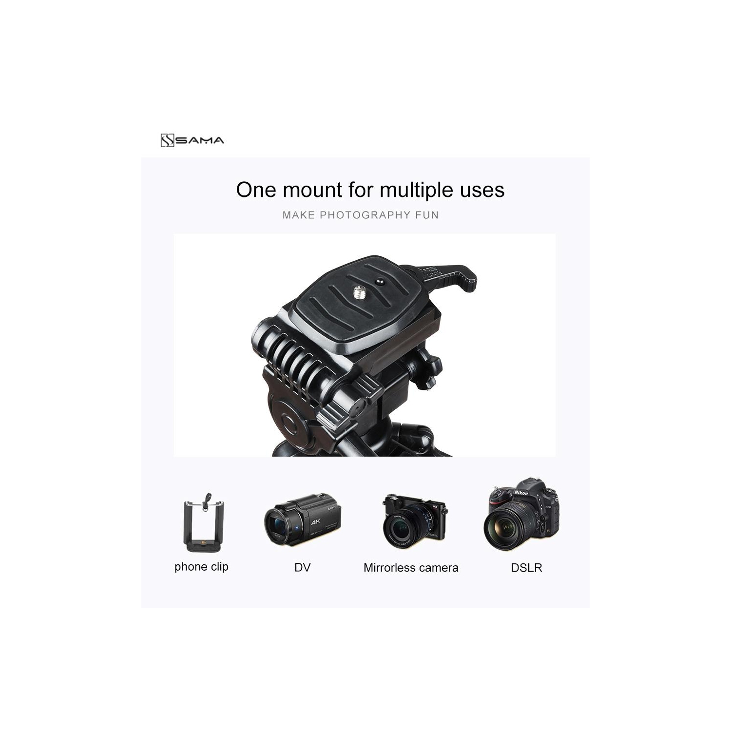 Trépied léger et compact de 61 po avec pattes ajustables de SAMA