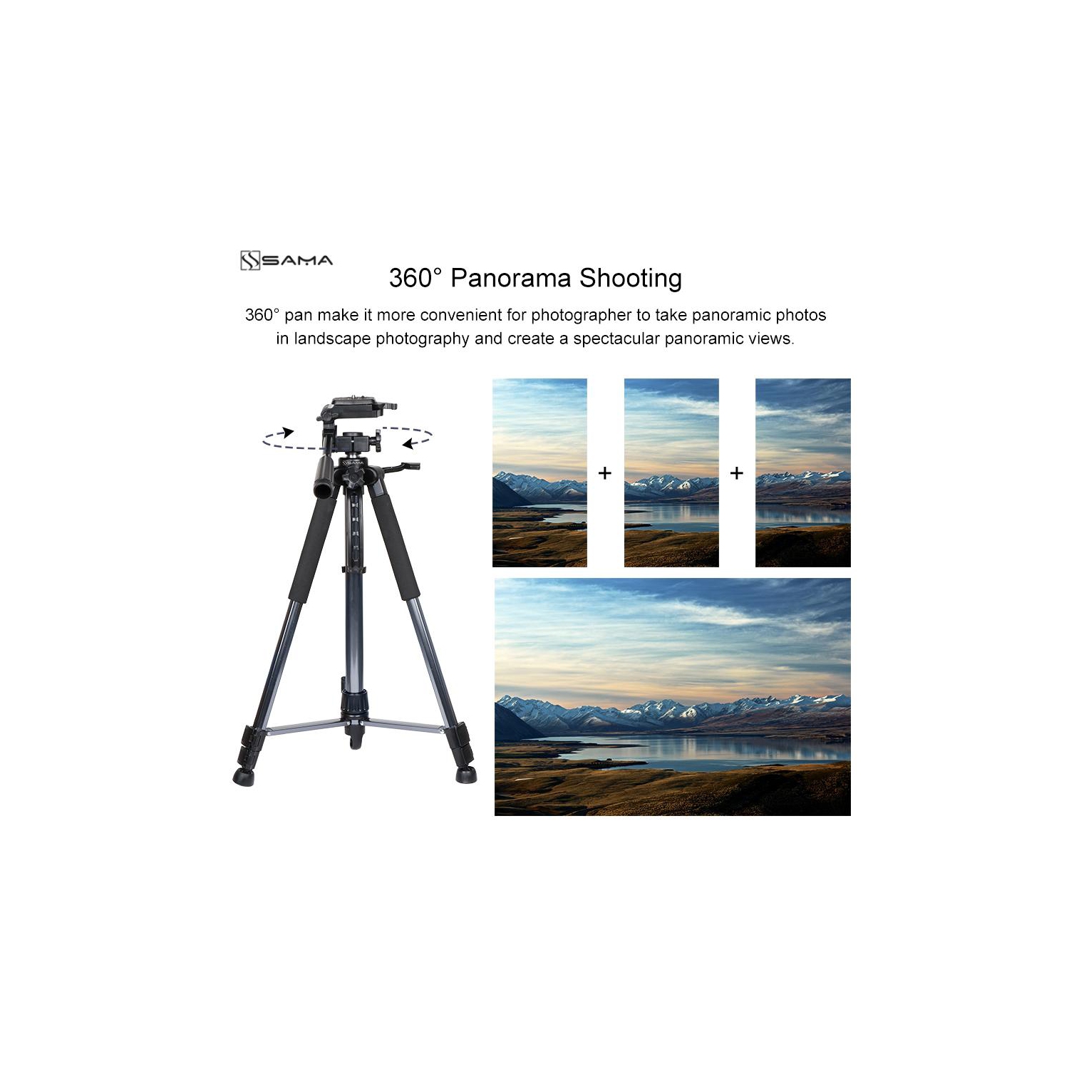 Trépied léger et compact de 61 po avec pattes ajustables de SAMA