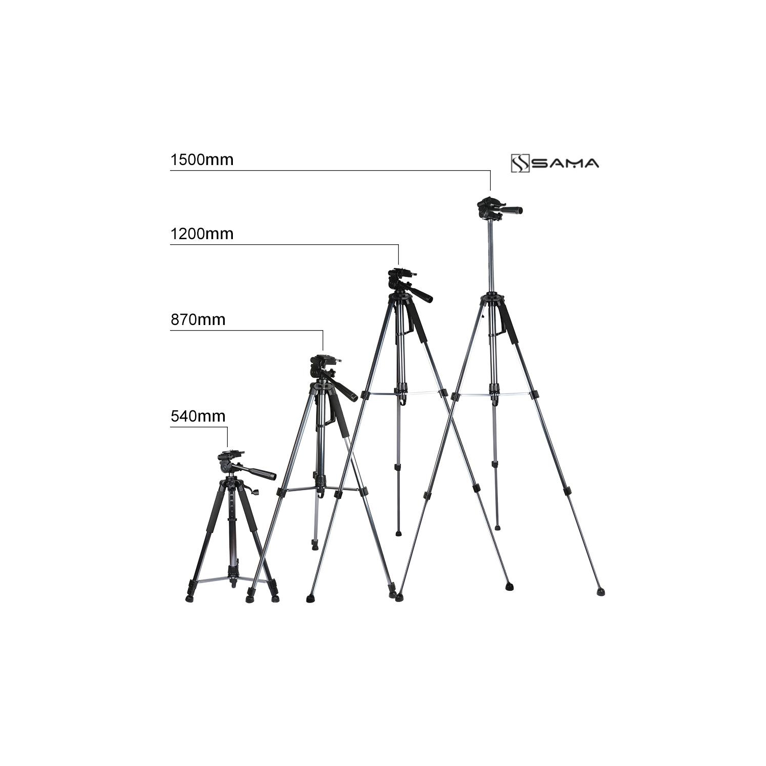 Trépied léger et compact de 61 po avec pattes ajustables de SAMA