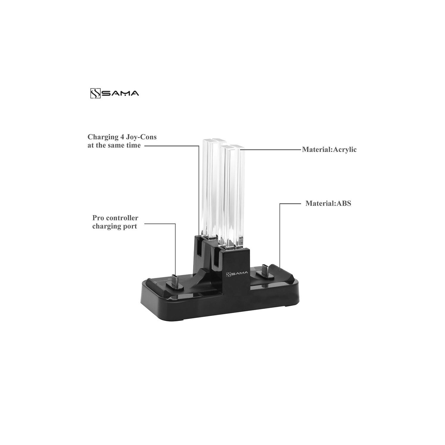 SAMA 4 In 1 LED Charging Stand Dock Station Charger Cradle For Nintendo Switch NS