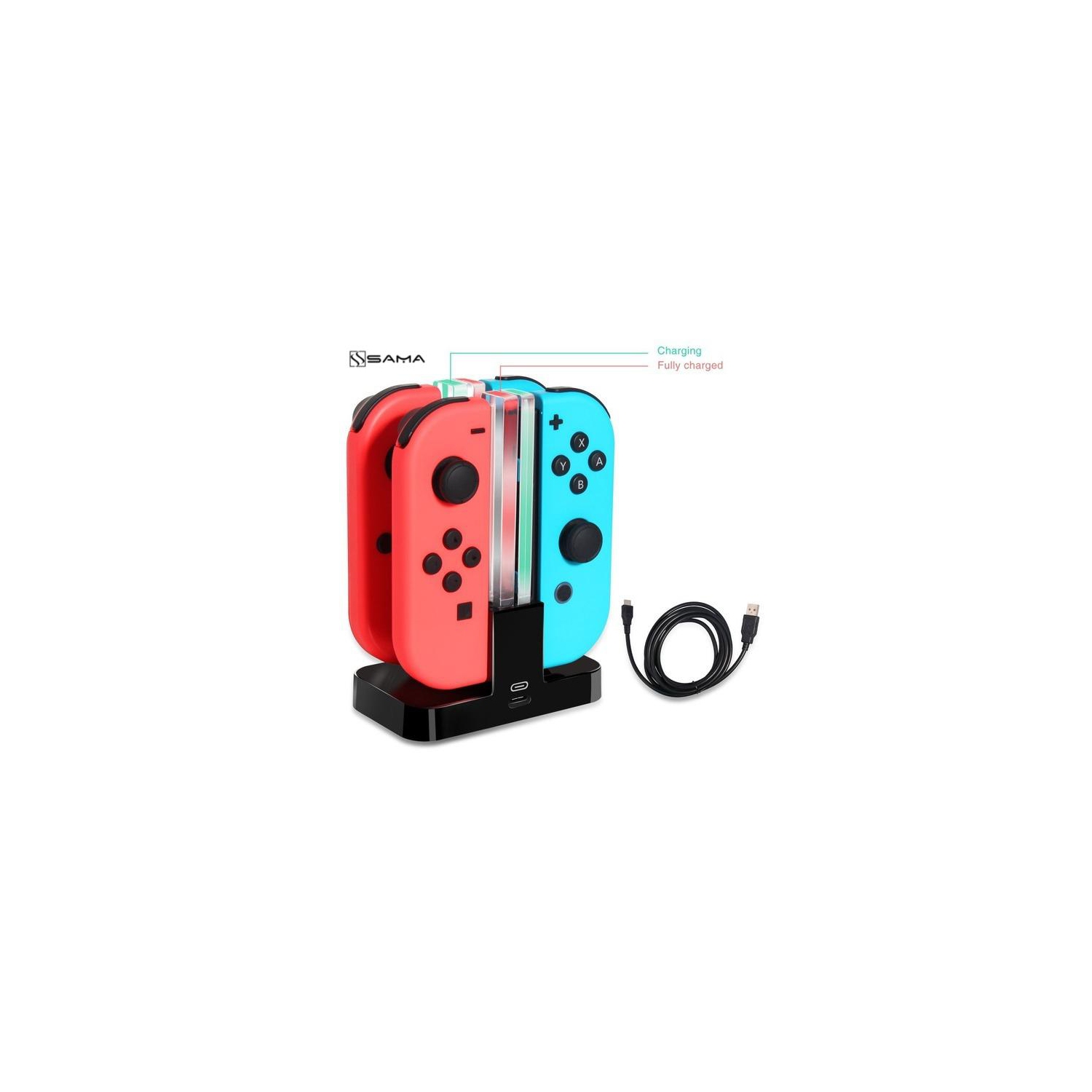 SAMA 4 In 1 LED Charging Stand Dock Station Charger Cradle For Nintendo Switch NS