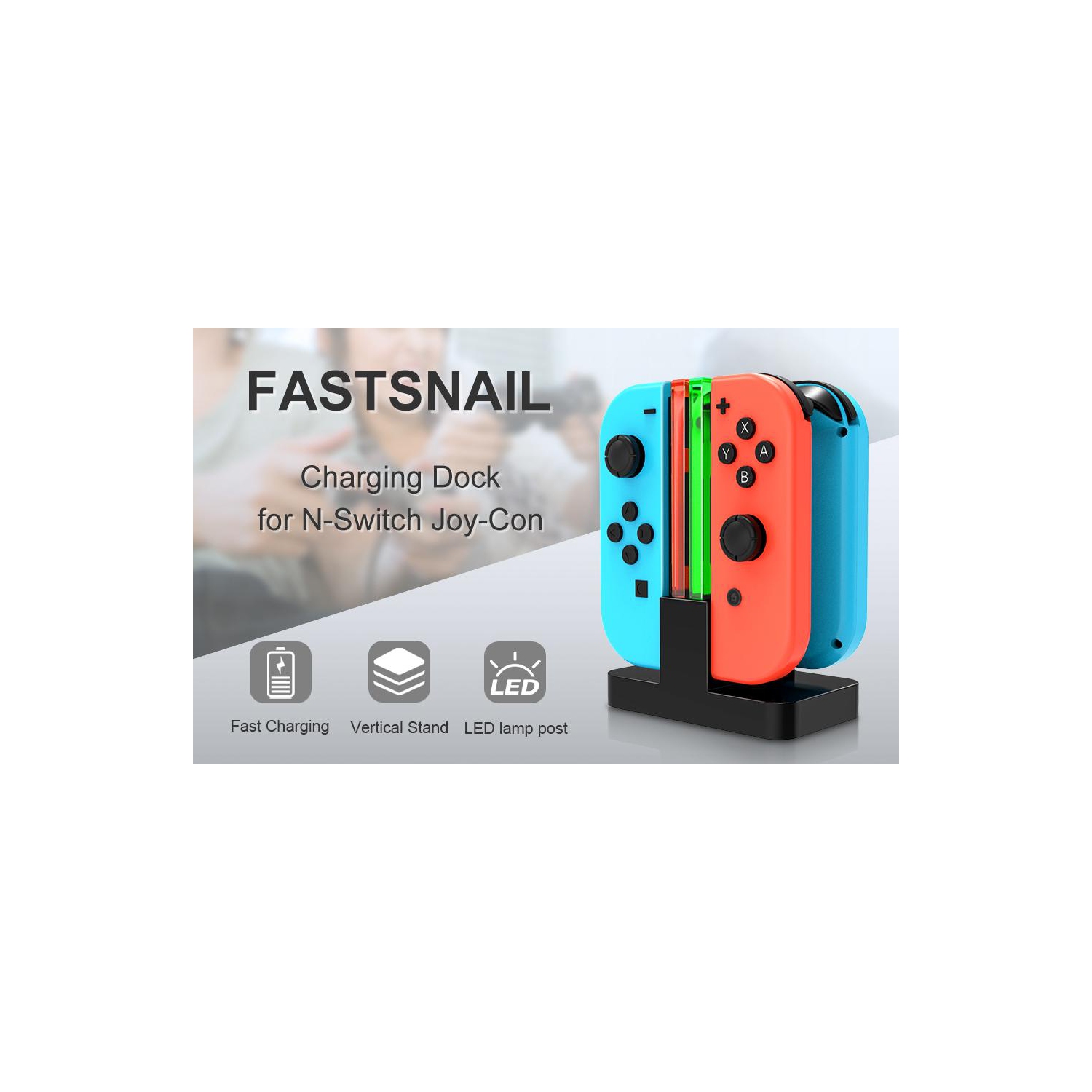 SAMA 4 In 1 LED Charging Stand Dock Station Charger Cradle For Nintendo Switch NS