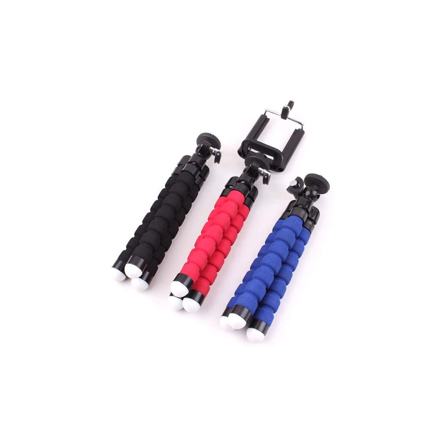 Mini trépied flexible en éponge pour appareil mobile et appareil photo, bleu