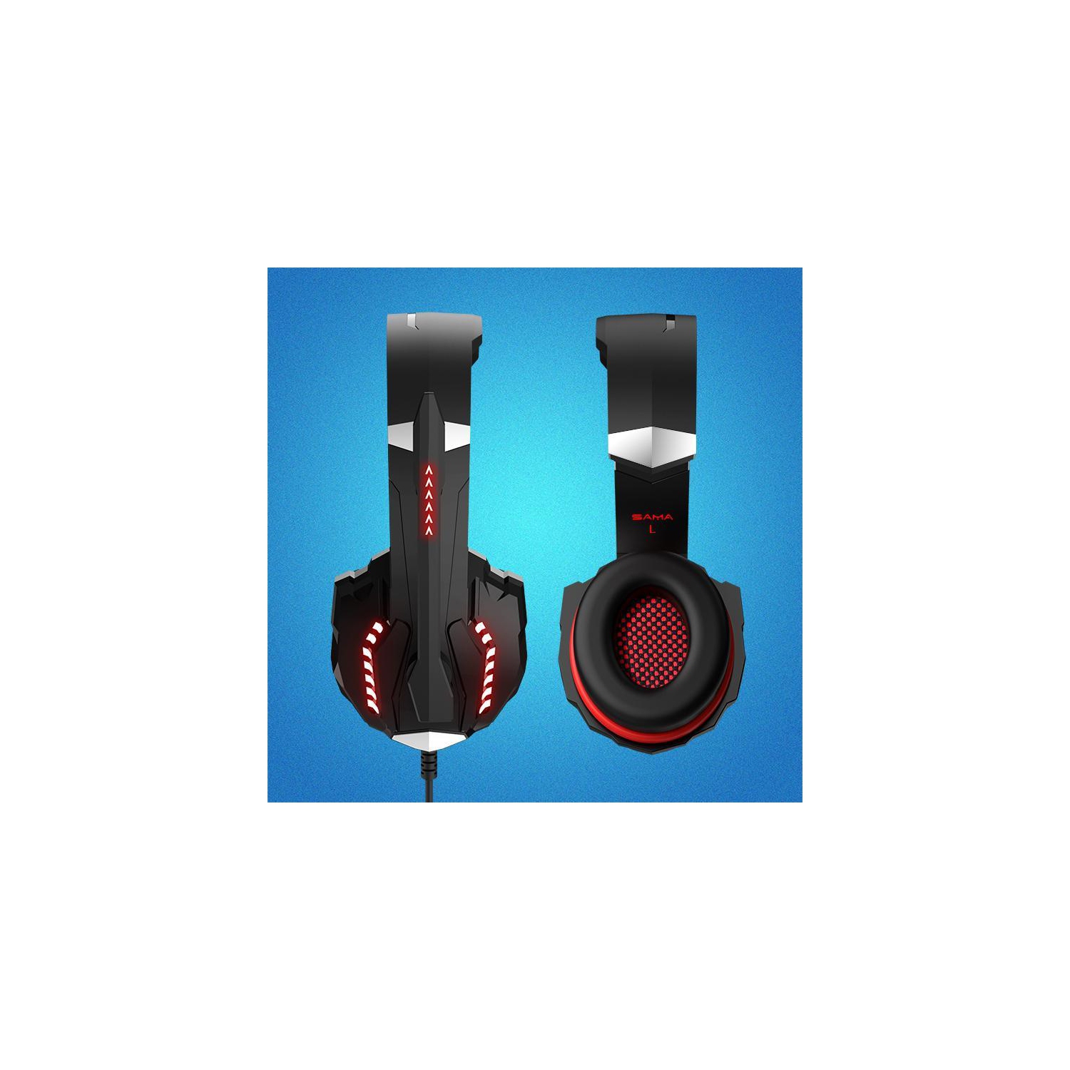 SAMA – Casque stéréo rouge pour PS4, PC, manette Xbox One, casque d’écoute à suppression du bruit avec microphone