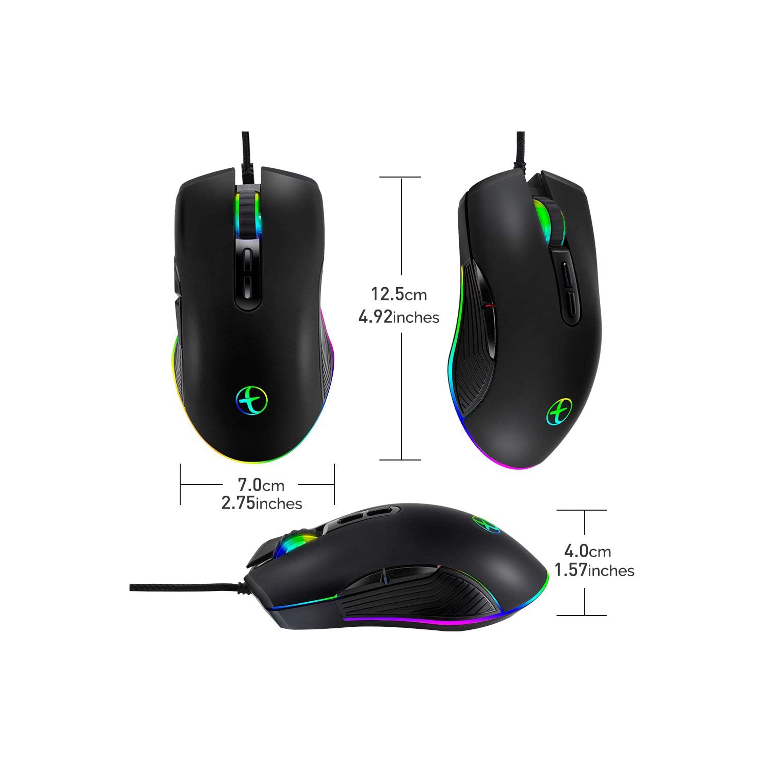 Souris de jeu ergonomique SAMA, USB avec fil RVB avec 4 modes de rétroéclairage