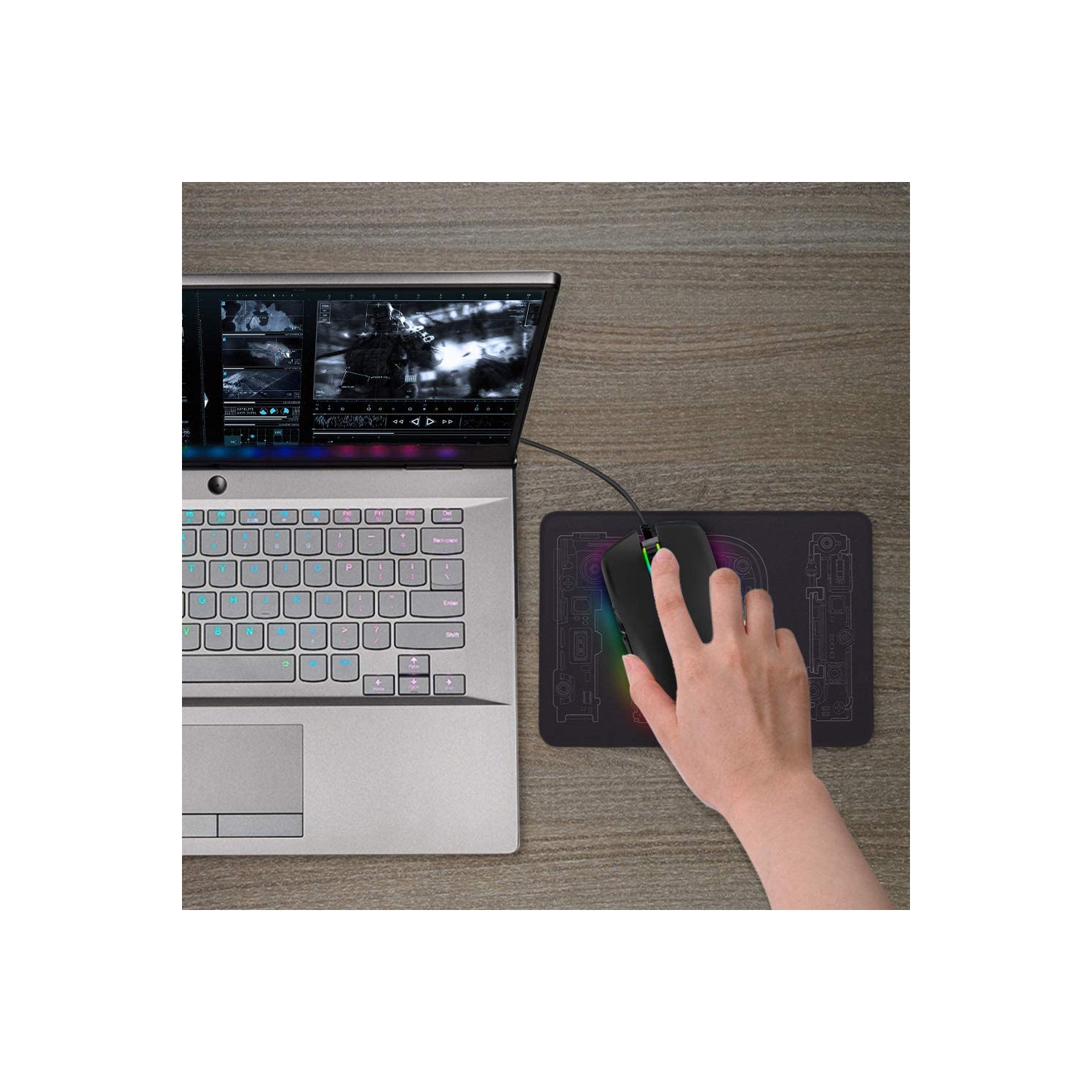 Souris de jeu ergonomique SAMA, USB avec fil RVB avec 4 modes de rétroéclairage