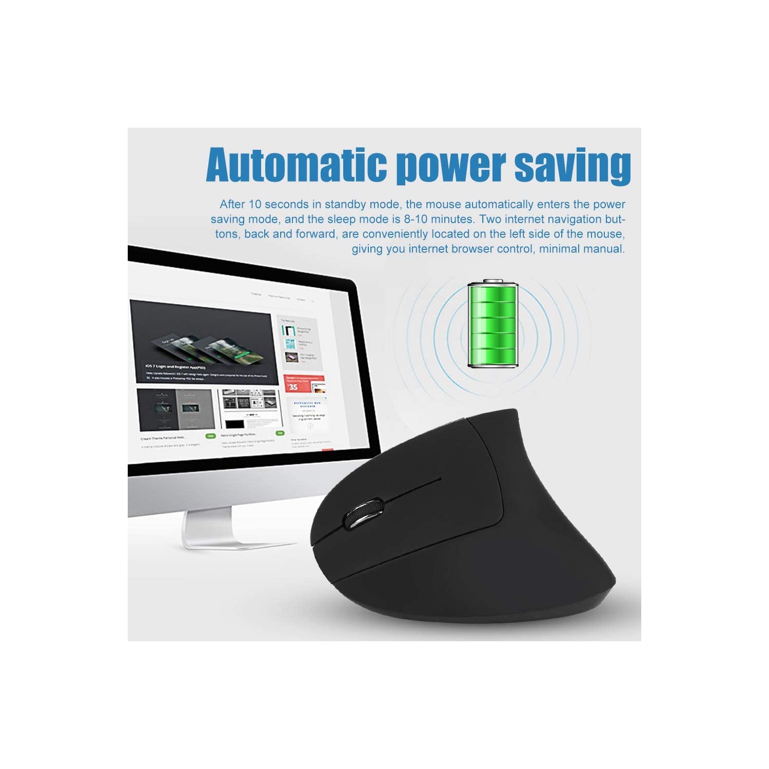 SAMA Wireless Vertical Mouse Left-Handed 2.4GHz USB Ergonomic