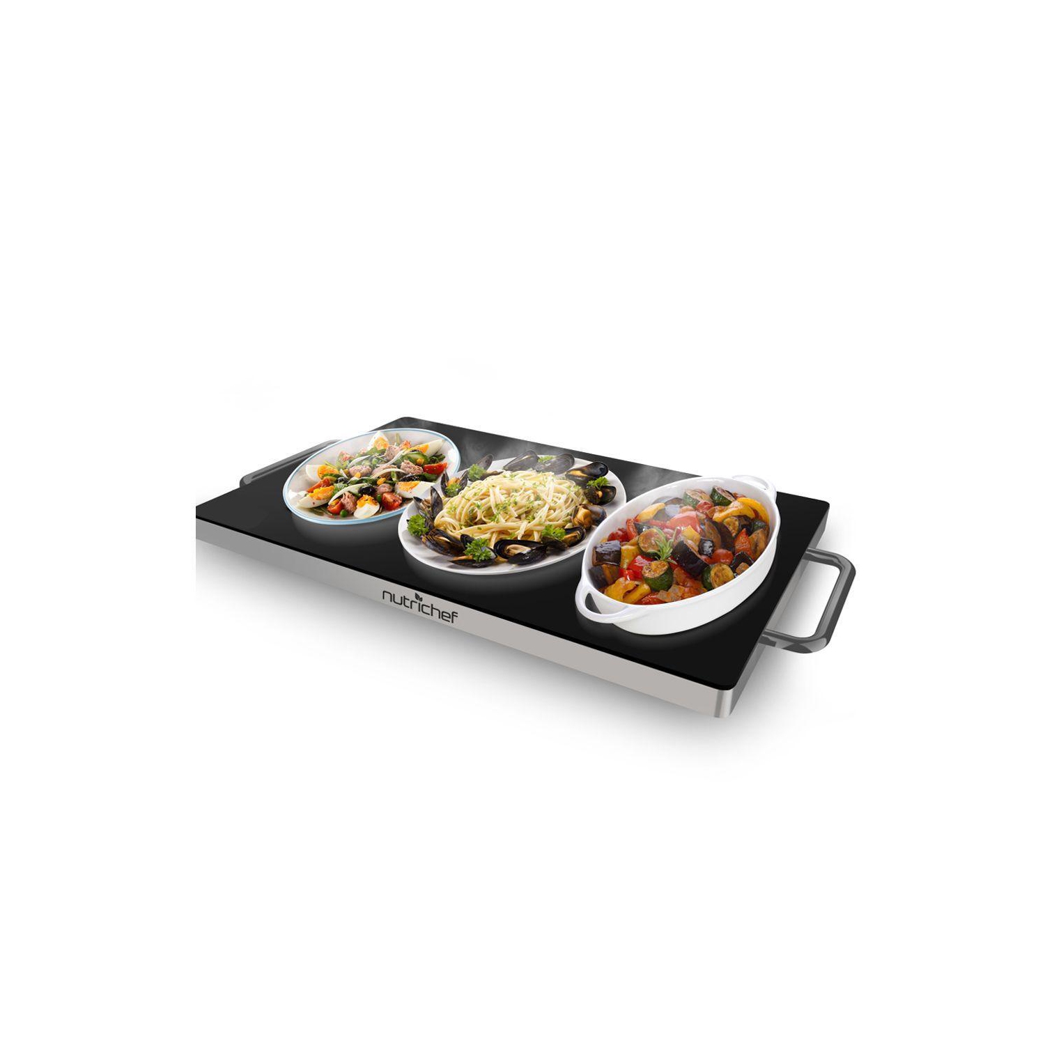 NutriChef Electric Warming Tray / Food Warmer with Non-Stick Heat-Resistant Glass Plate (PKWTR45)