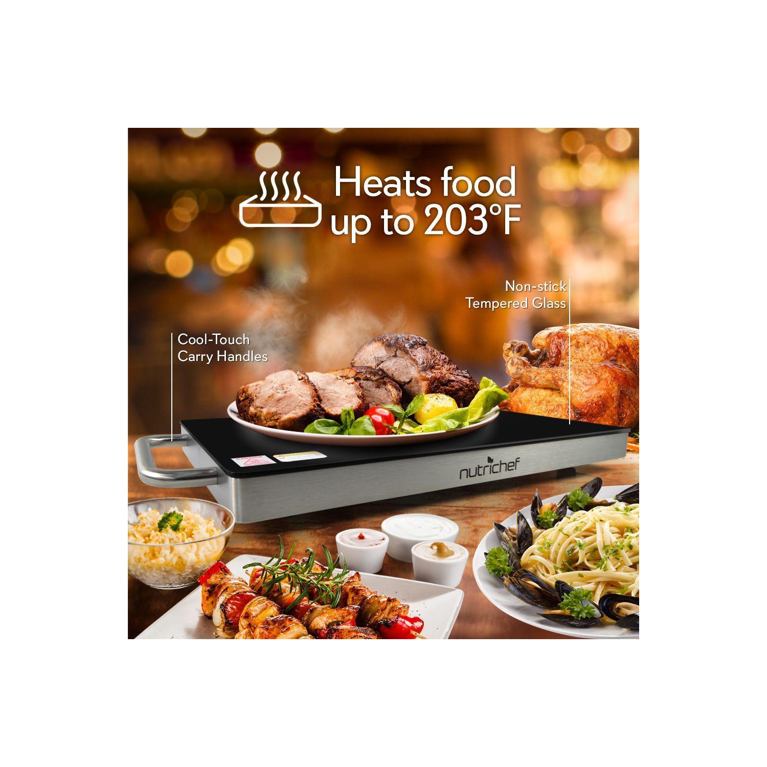 NutriChef Electric Warming Tray / Food Warmer with Non-Stick Heat-Resistant Glass Plate (PKWTR45)