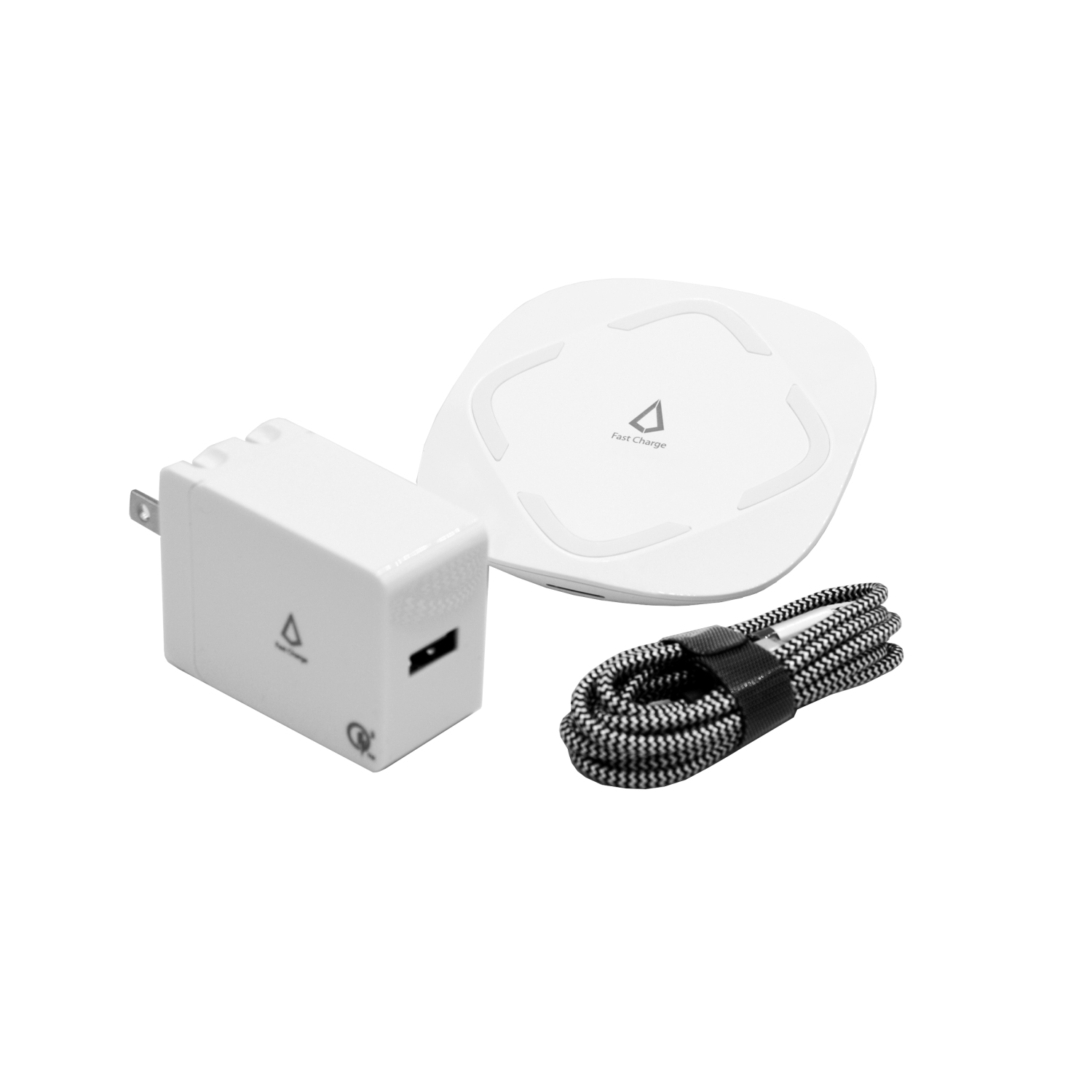 Tapis de recharge sans fil Qi de 10 W de LBT avec chargeur mural QC3 - Blanc