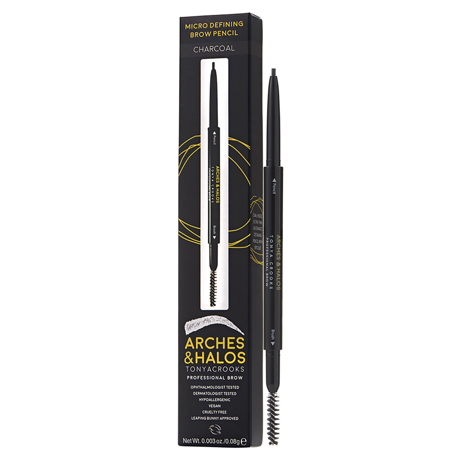 Micro Defining Brow Pencil - Charcoal by Arches and Halos for Women - 0.003 oz Eyebrow Pencil