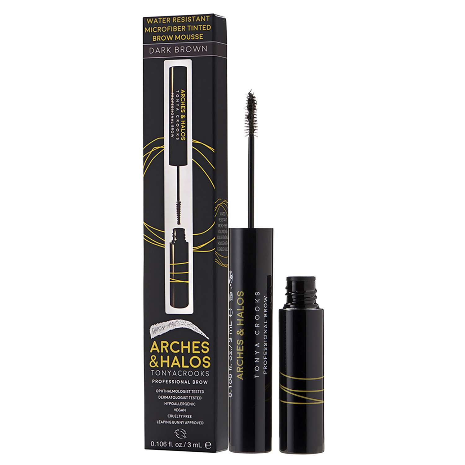 Microfiber Tinted Brow Mousse Waterproof - Dark Brown by Arches and Halos for Women - 0.106 oz Mousse