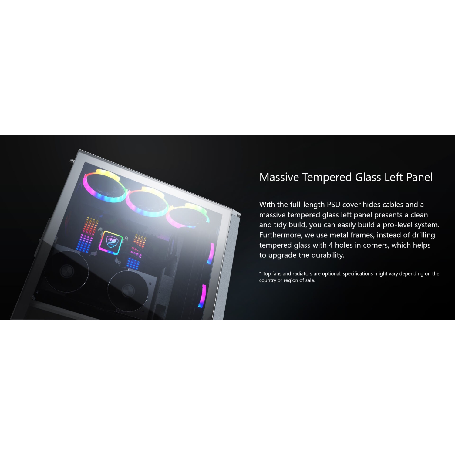 Cougar Dark Blader X7 RGB Mid Tower ATX Computer Case, Tempered Glass Side Panel, 1x 120mm ARGB VK120 Fan Pre-Installed, Translucent Black