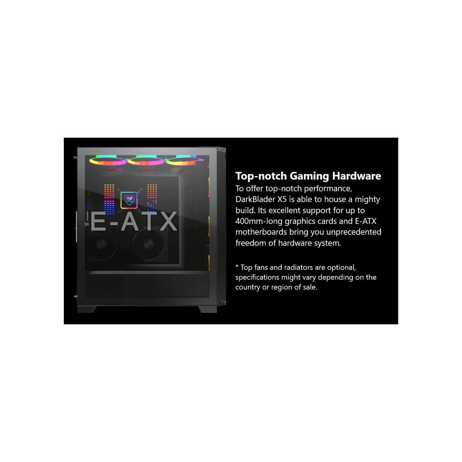 Cougar Dark Blader X7 RGB Mid Tower ATX Computer Case, Tempered Glass Side Panel, 1x 120mm ARGB VK120 Fan Pre-Installed, Translucent Black