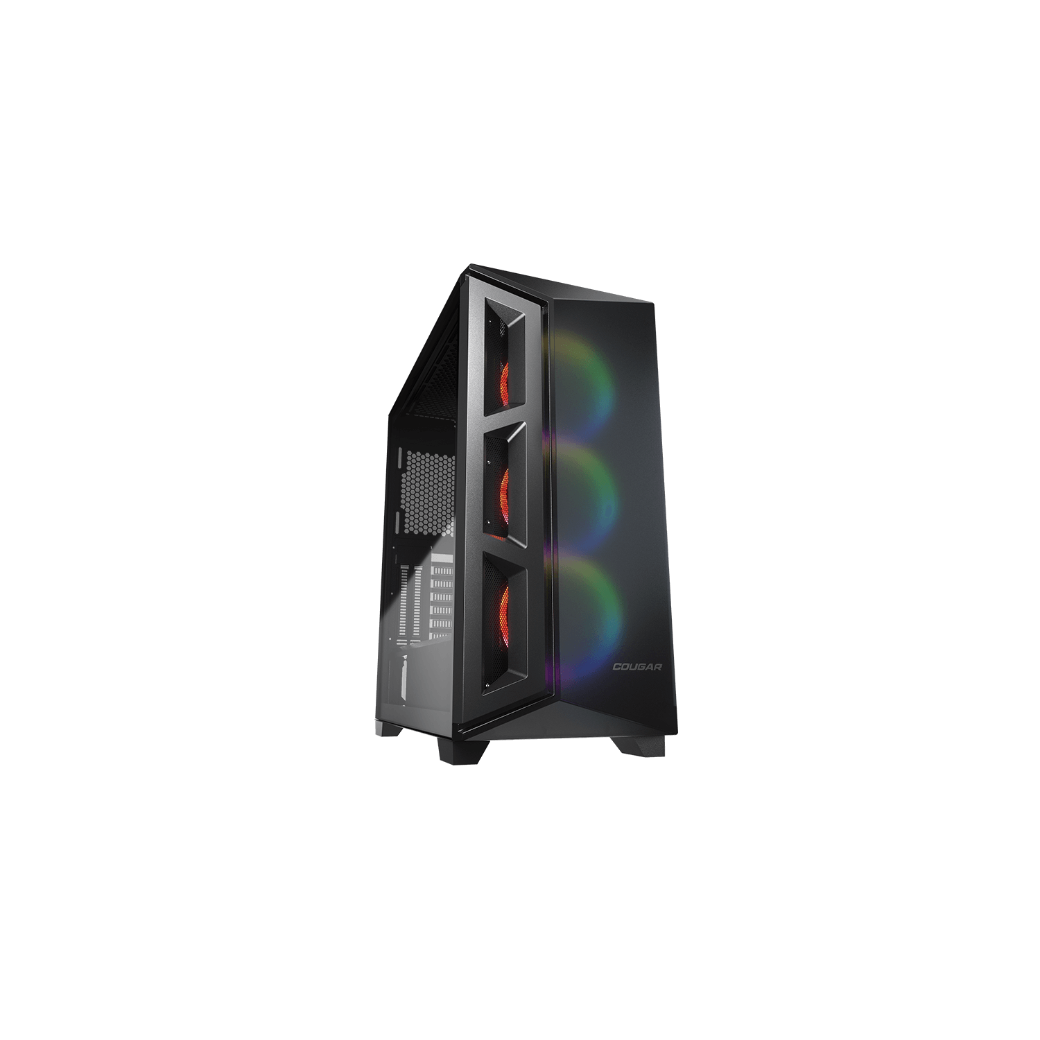 Cougar Dark Blader X5 RGB Mid Tower ATX Computer Case, Tempered Glass Side Panel, 3x 120mm ARGB VK120 Fans Pre-Installed, Black