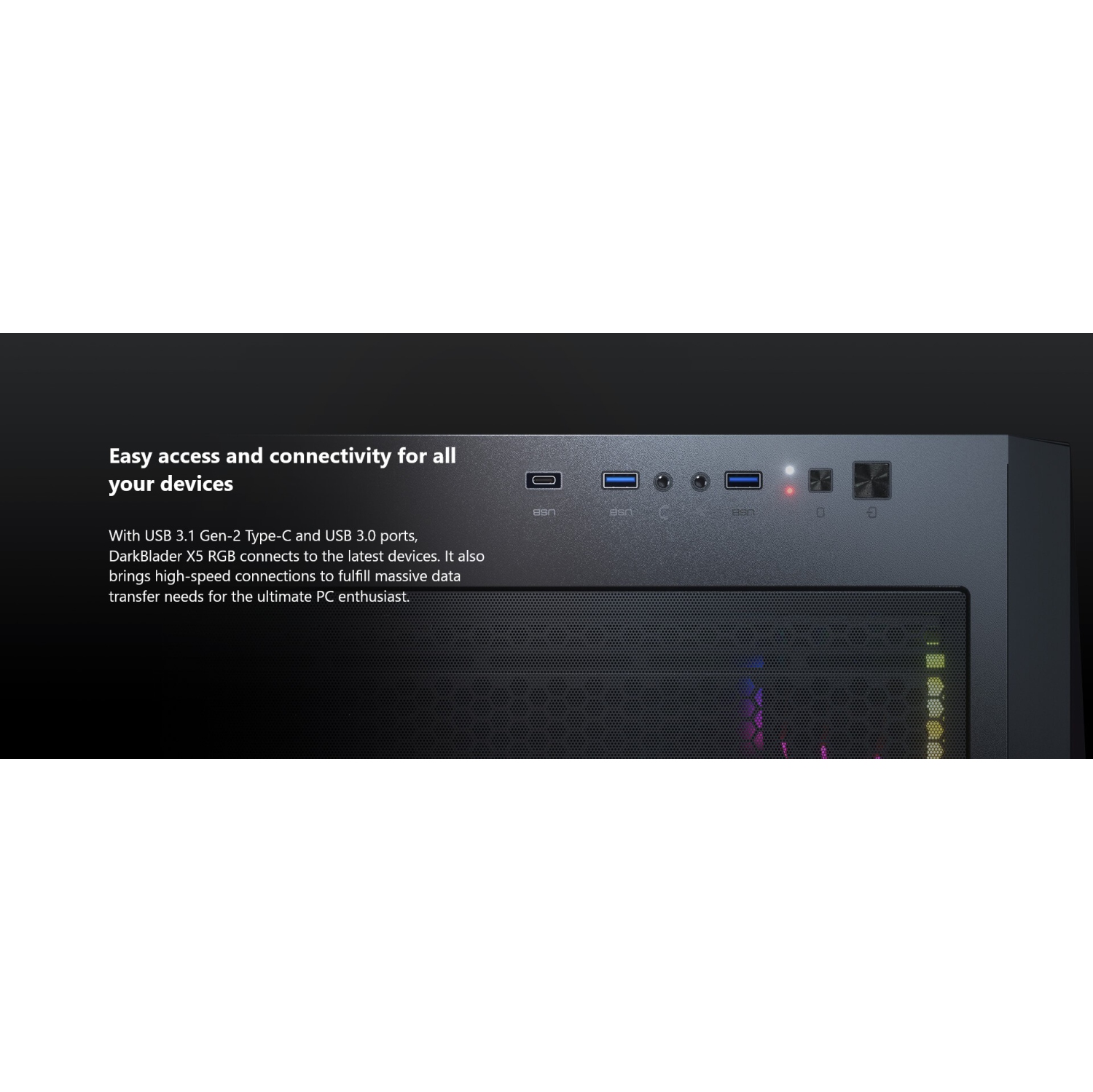 Cougar Dark Blader X5 RGB Mid Tower ATX Computer Case, Tempered Glass Side Panel, 3x 120mm ARGB VK120 Fans Pre-Installed, Black