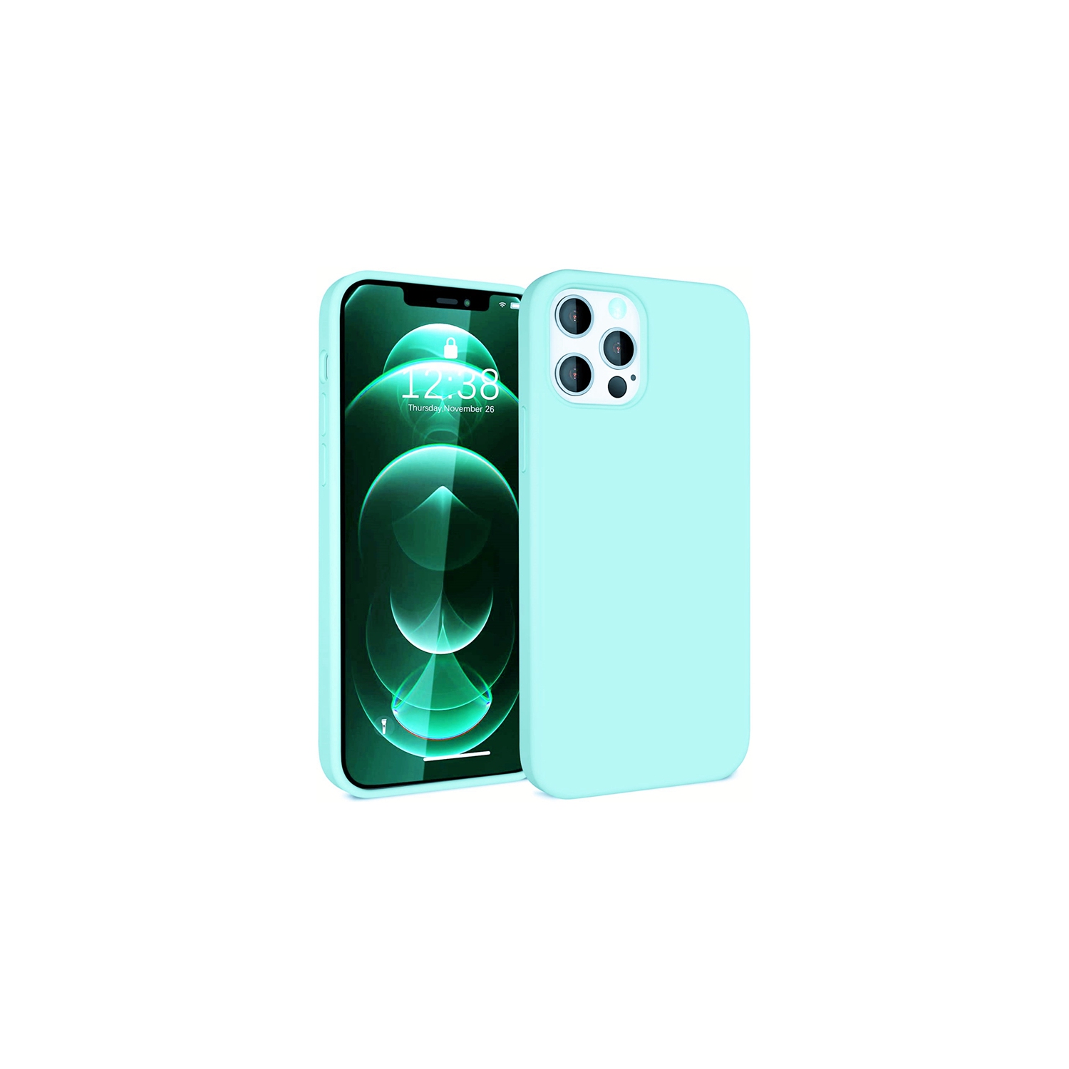 【CSmart】 Premium Silm Soft Liquid Silicone Gel Rubber Back Case Back Cover for iPhone 12 / 12 Pro, Teal