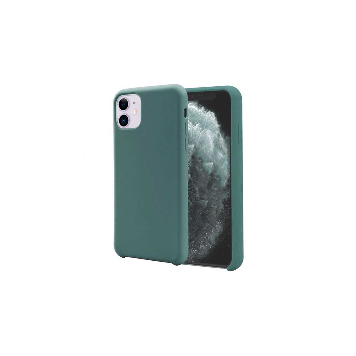 【CSmart】 Premium Silm Soft Liquid Silicone Gel Rubber Back Case Back Cover for iPhone 12 Mini, Midnight Green