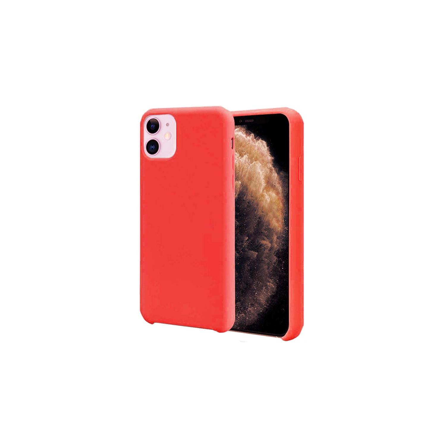 【CSmart】 Premium Silm Soft Liquid Silicone Gel Rubber Back Case Back Cover for iPhone 12 Mini, Red