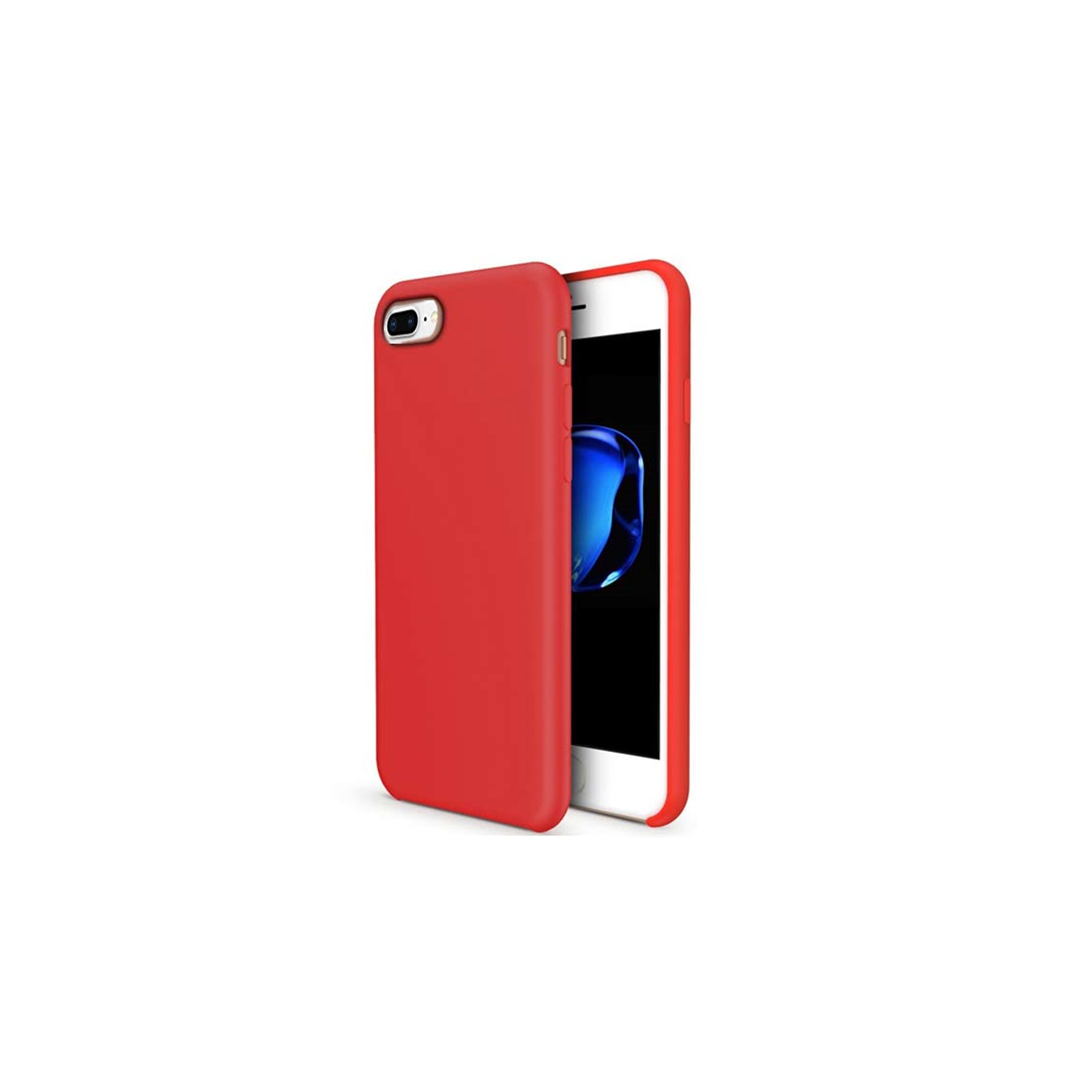 【CSmart】 Premium Silm Soft Liquid Silicone Gel Rubber Back Case Back Cover for iPhone 7 Plus / 8 Plus (5.5"), Red