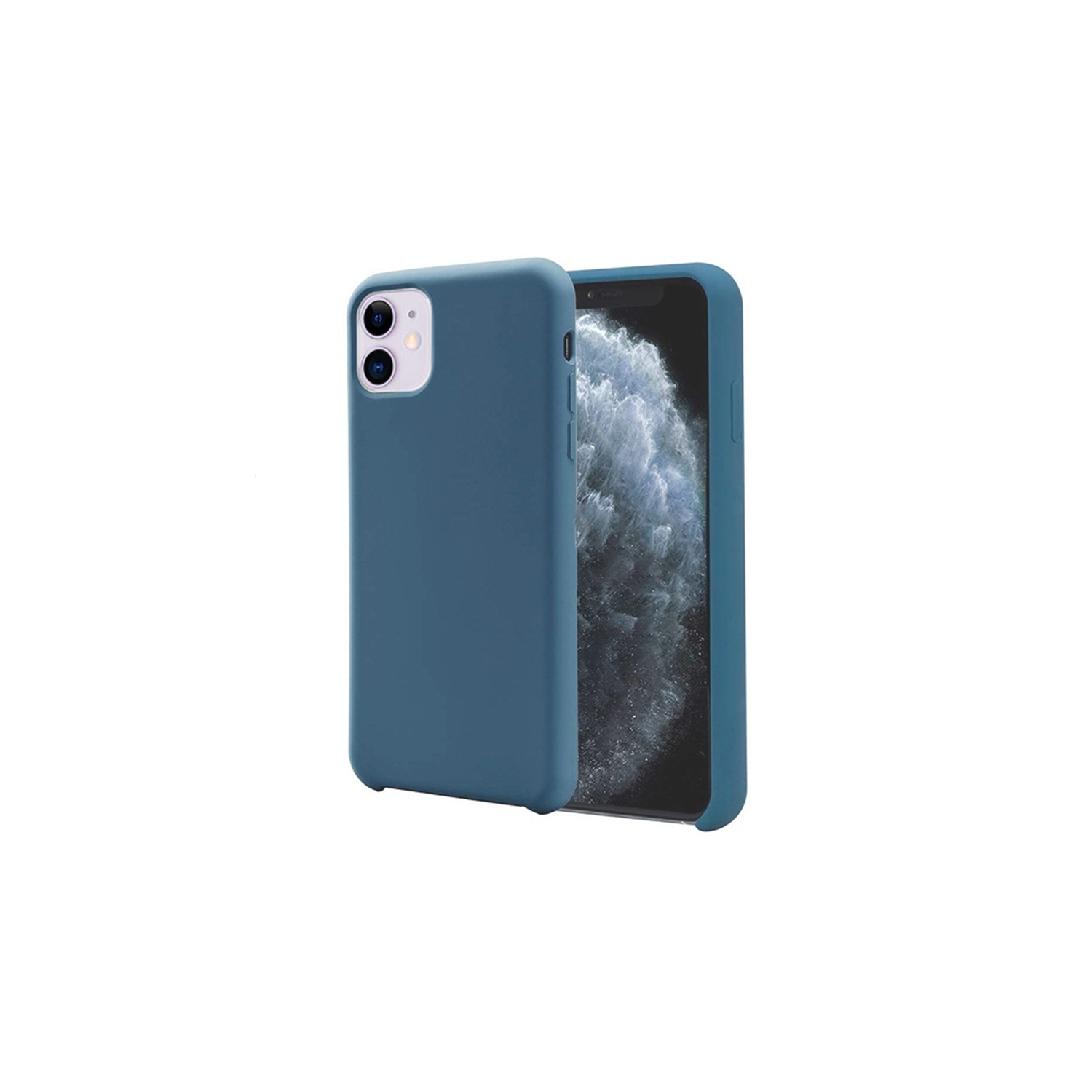 Siège à dos en caoutchouc de silicone souple et silicone souple pour iPhone 11, bleu marine