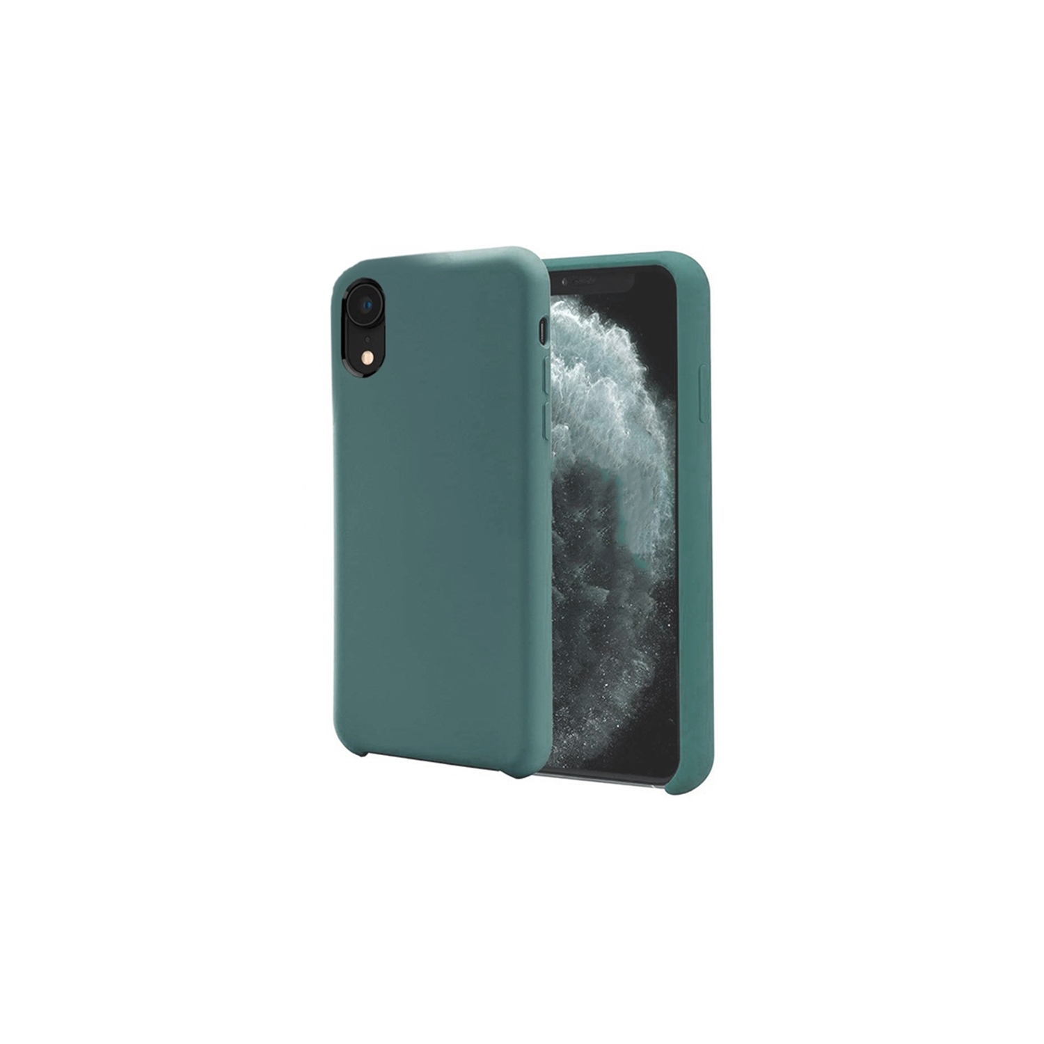 【CSmart】 Premium Silm Soft Liquid Silicone Gel Rubber Back Case Back Cover for iPhone Xr, Midnight Green