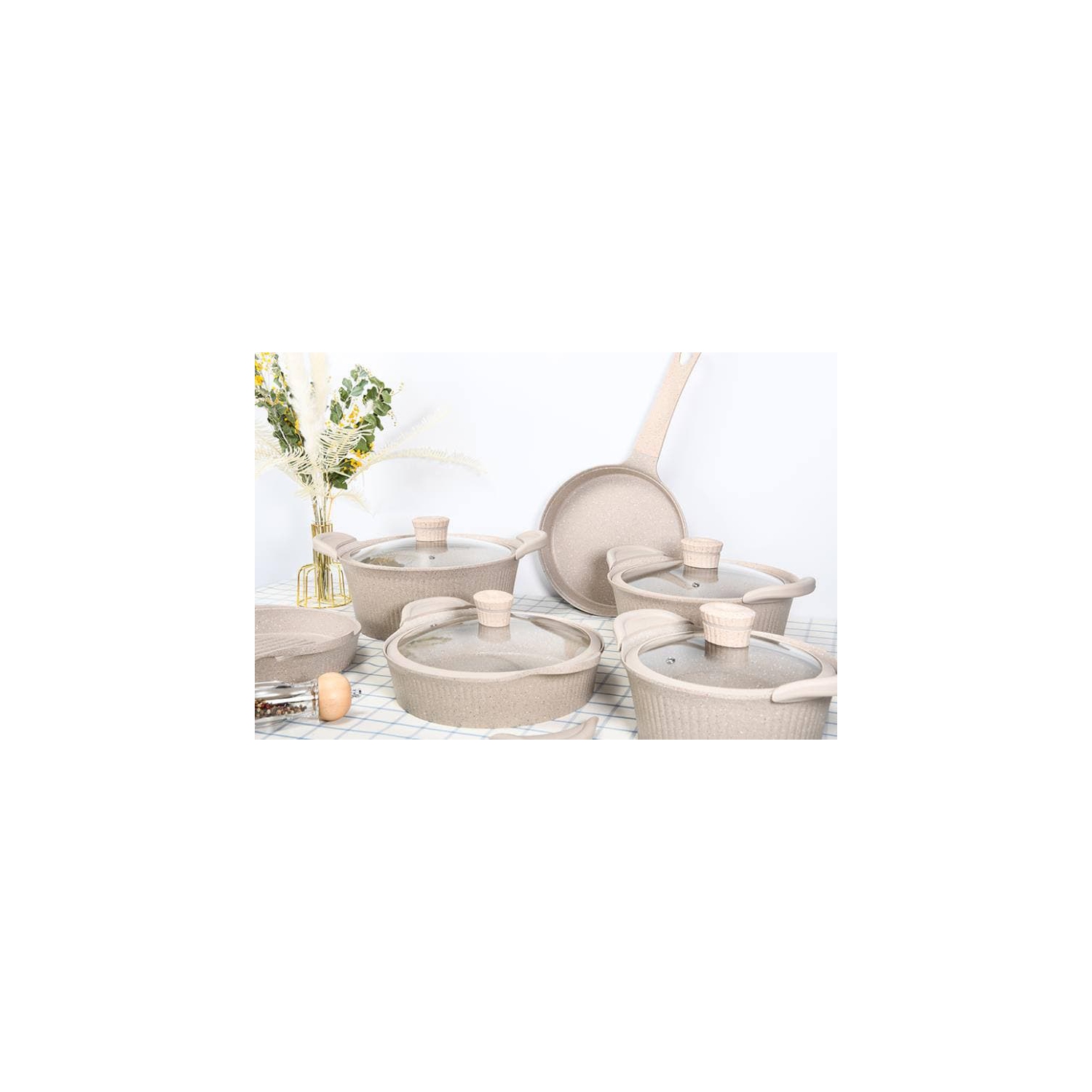 Bariton Die-Cast Aluminium Cookware 14pcs Set Durable Dishwasher & Oven Safe