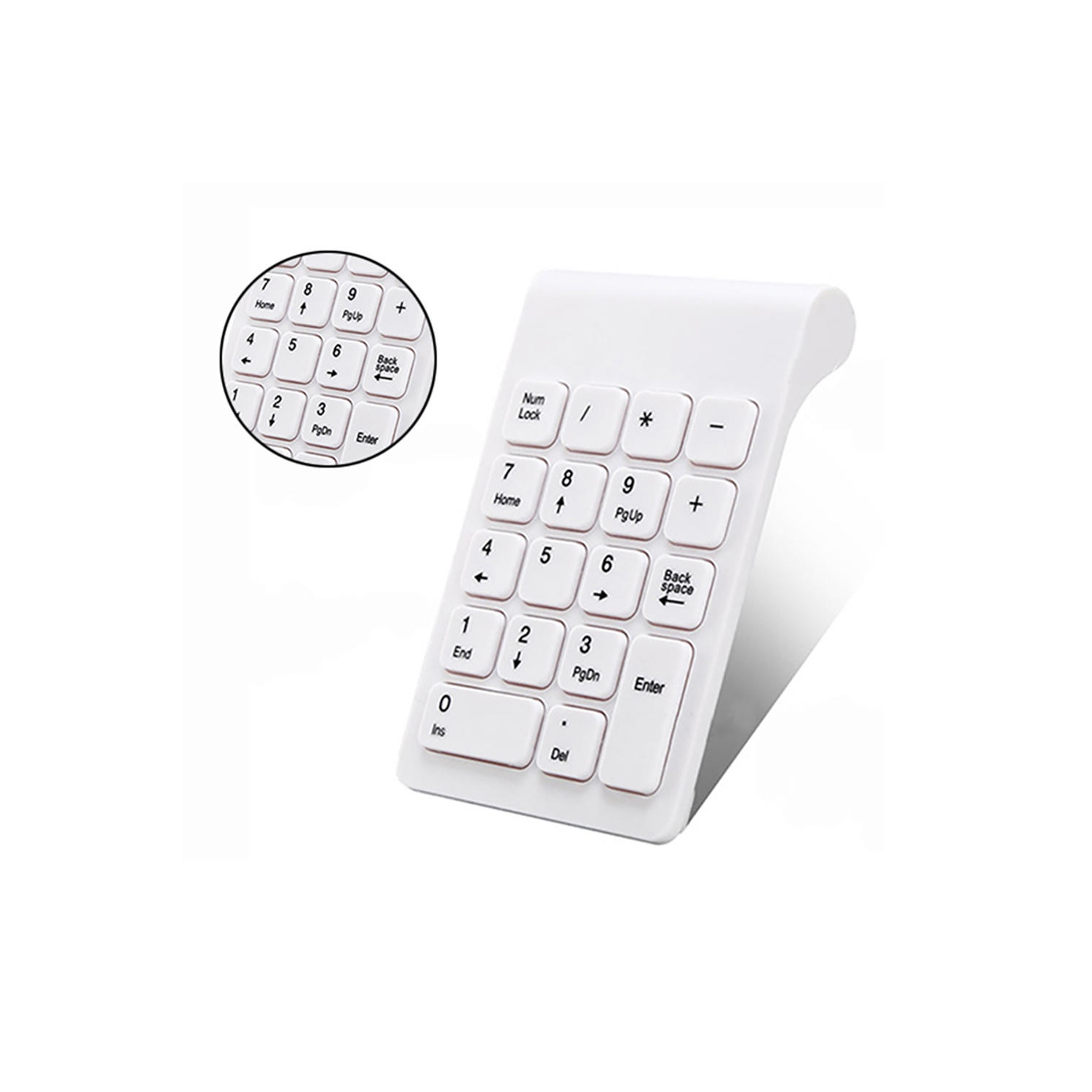 Clavier numérique sans fil à 18 touches, blanc