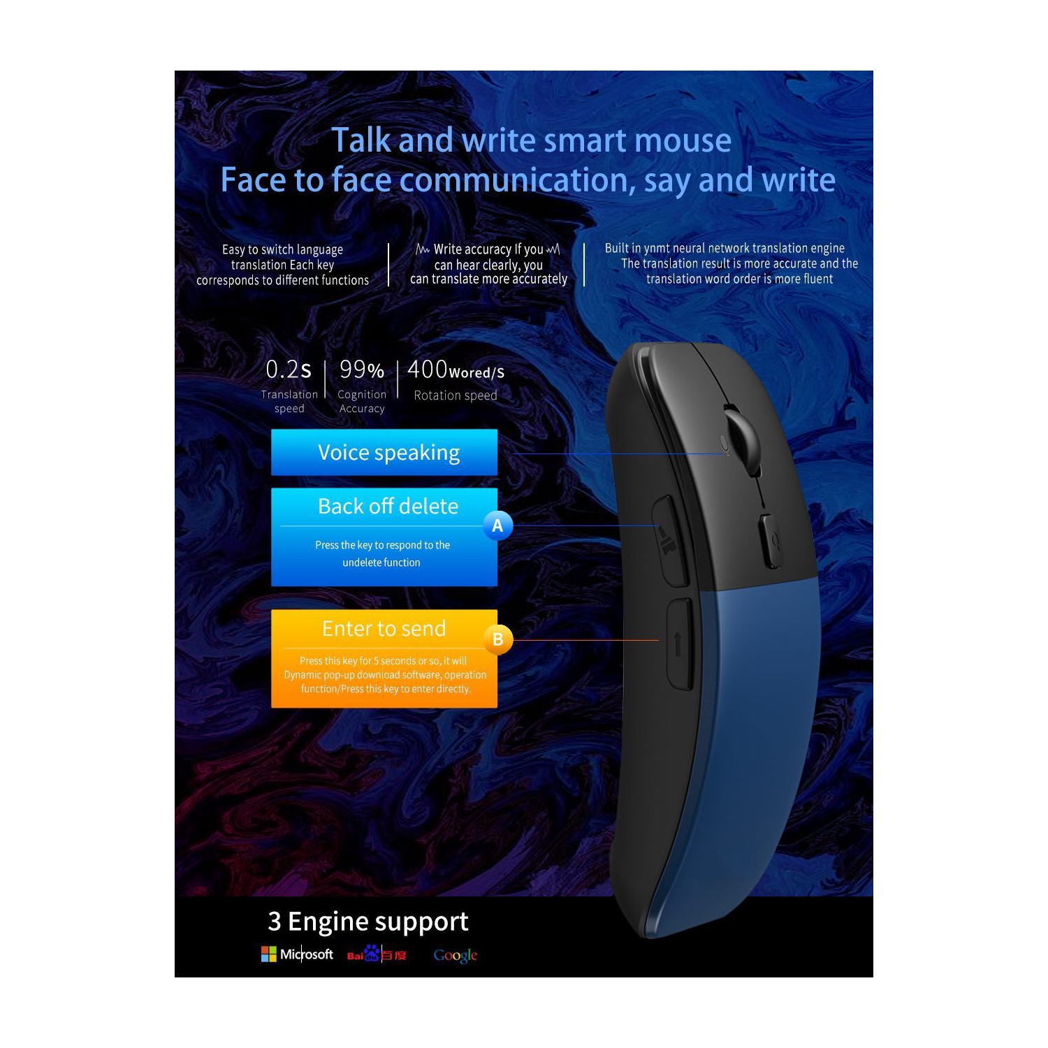 SAMA Intelligent Translation Mouse Blue color