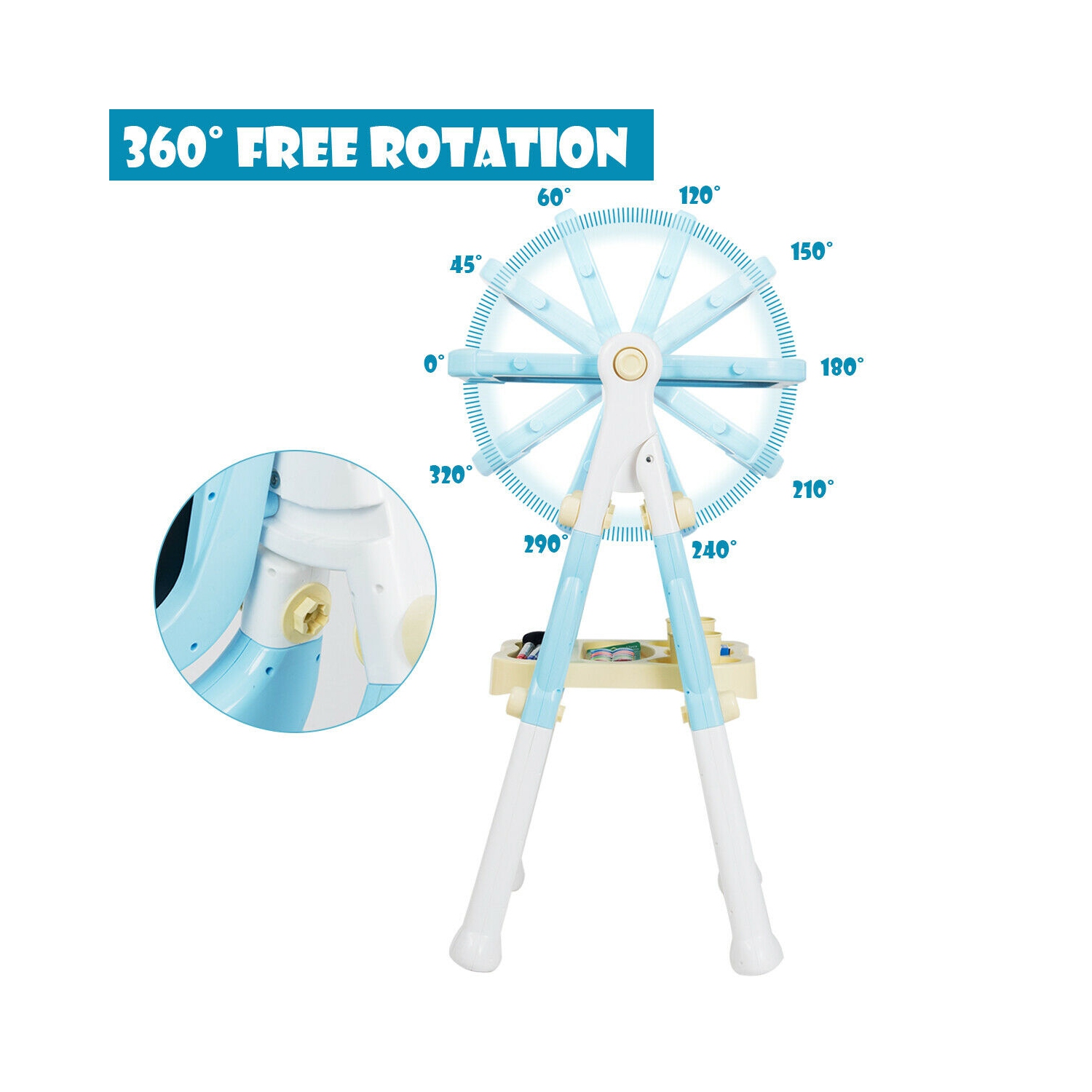 Gymax Kids Easel for Two Adjustable Height Double Sided Art Easel Blue