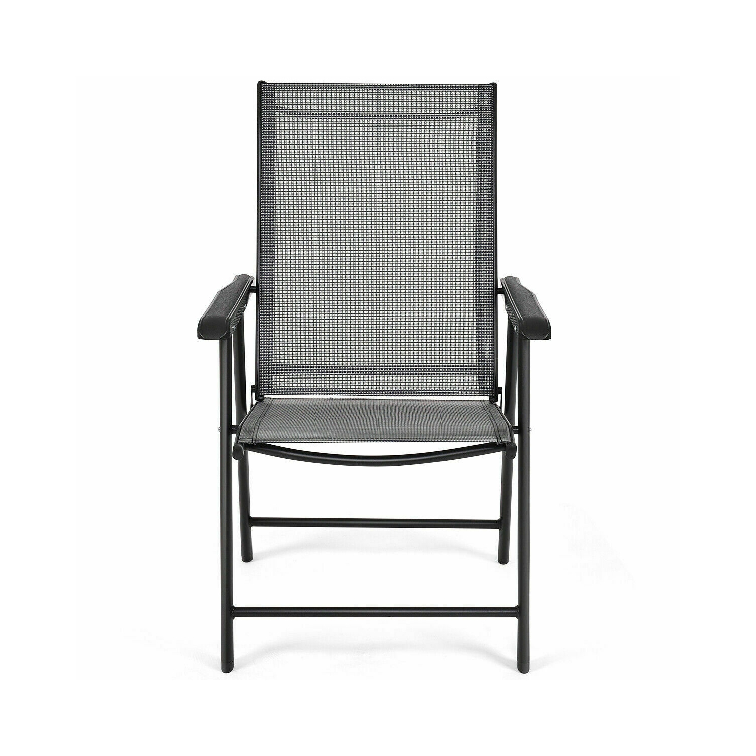 Gymax 2PCS Folding Chairs Steel Frame Patio Garden Outdoor w/ Armrest & Footrest