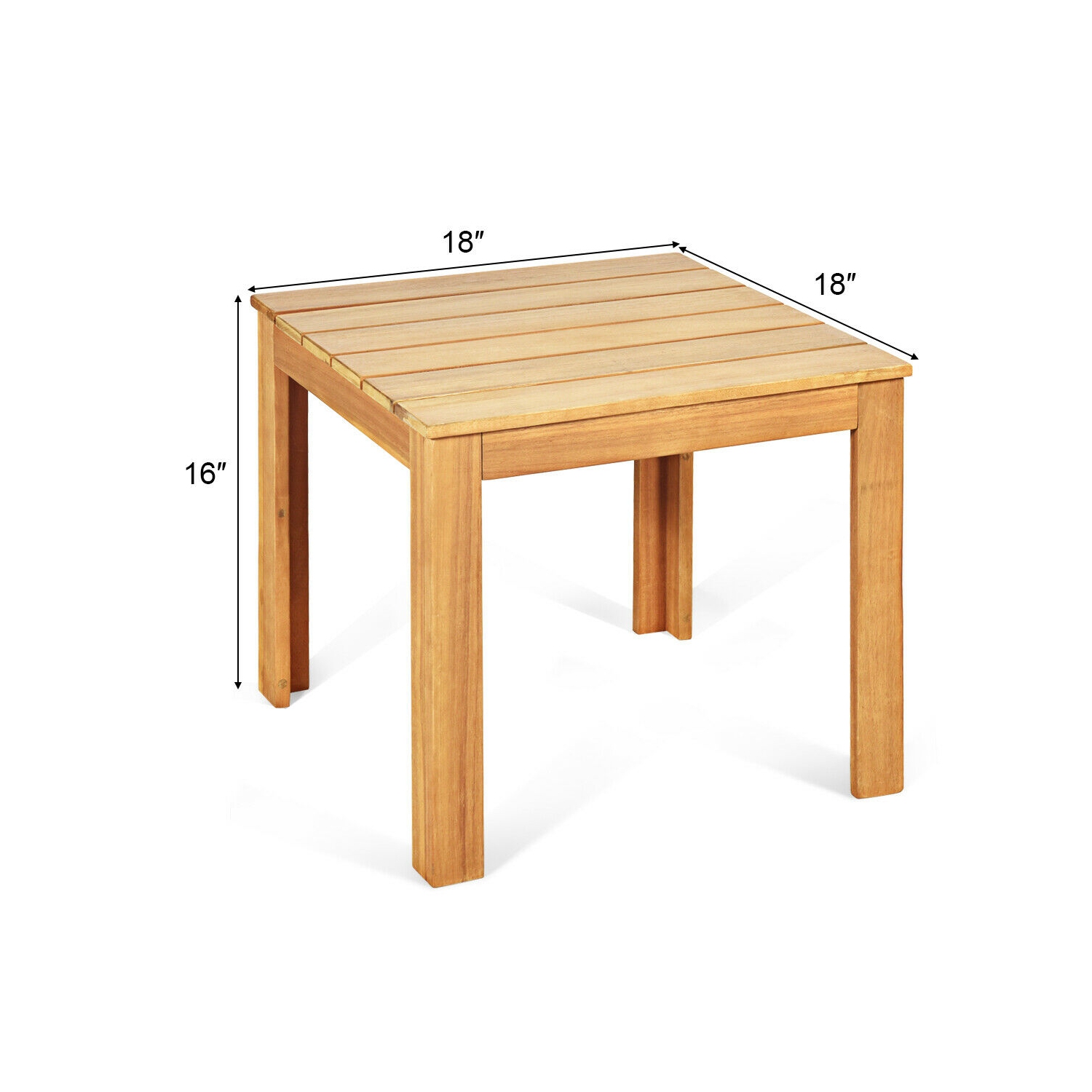 Gymax Wooden Square Side End Table Patio Coffee Bistro Table Indoor Outdoor Natural