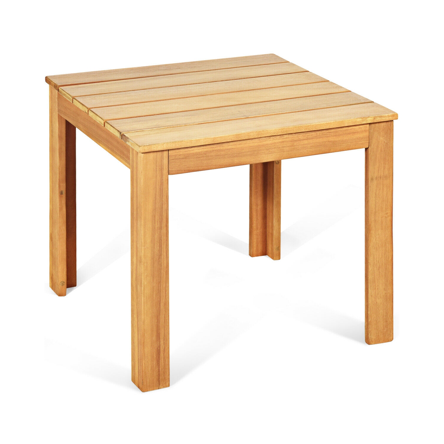 Gymax Wooden Square Side End Table Patio Coffee Bistro Table Indoor Outdoor Natural