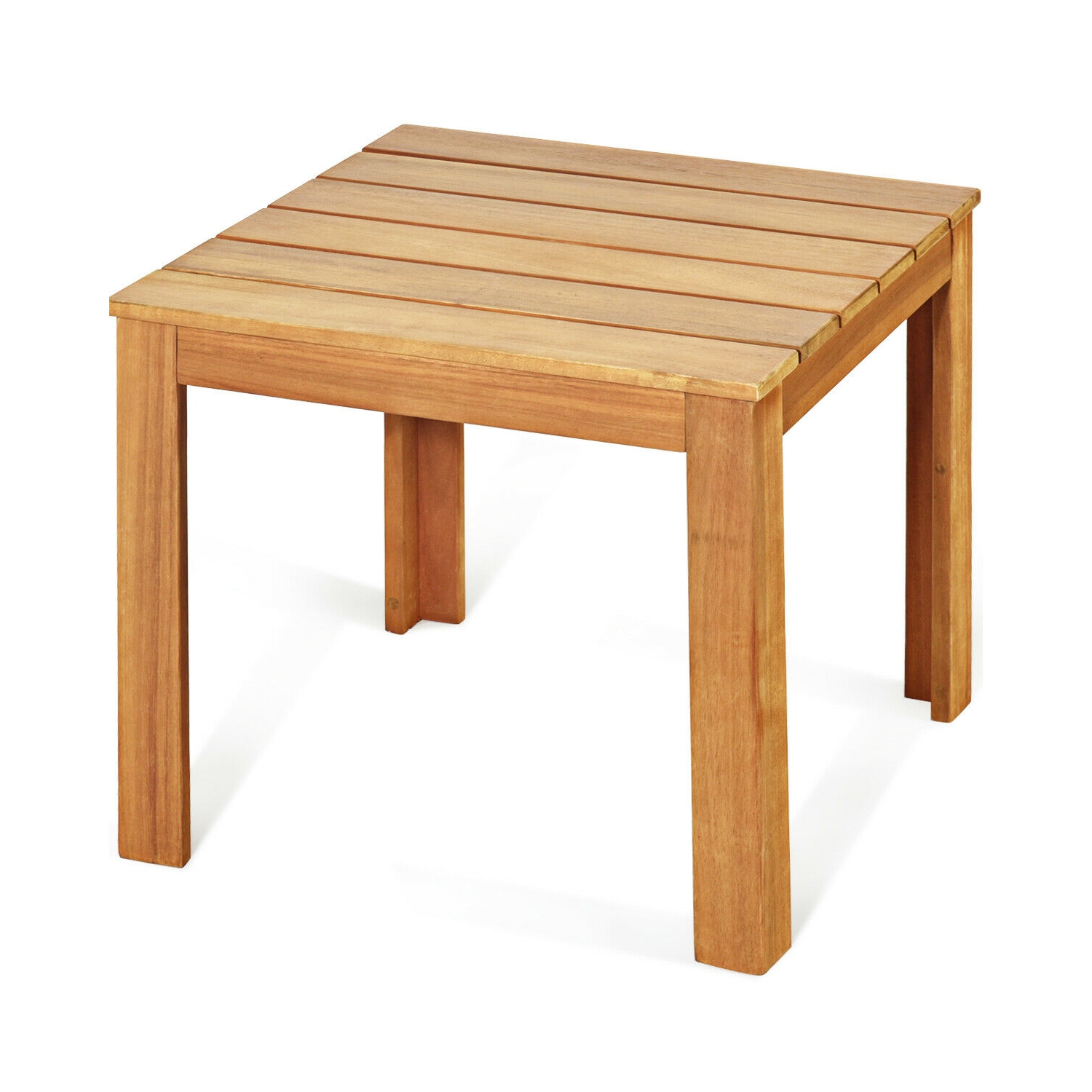 Gymax Wooden Square Side End Table Patio Coffee Bistro Table Indoor Outdoor Natural