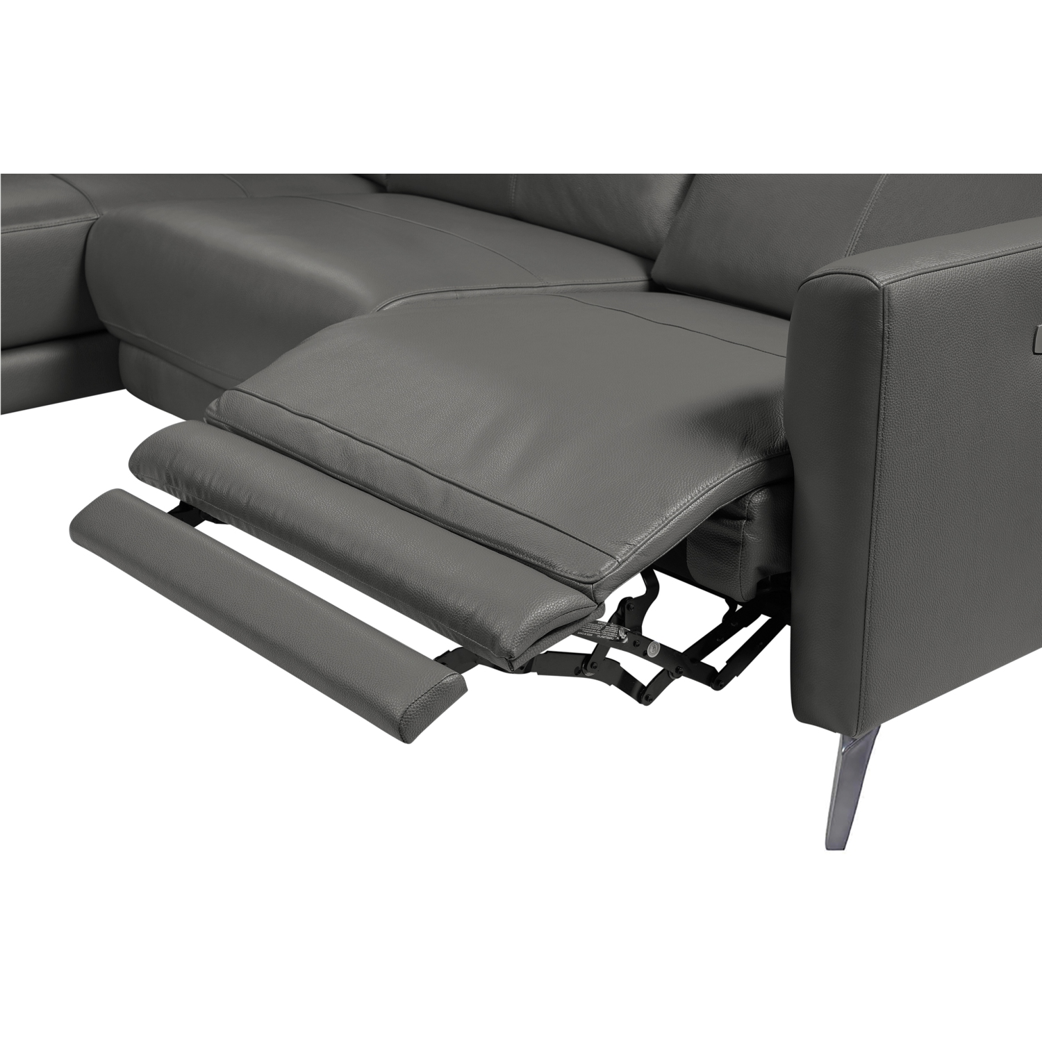 Valencia Andria – Chaise moderne orientée à droite, divan modulaire inclinable en cuir de surface, appuie-tête réglable, gris