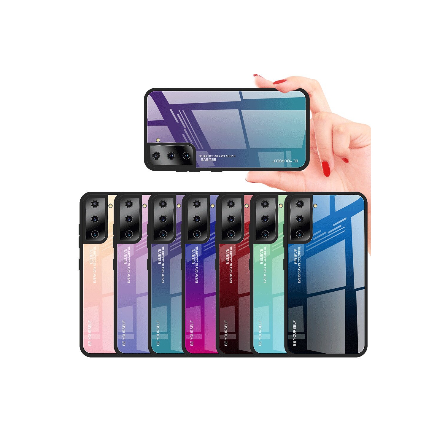 Gradient Tempered Glass Phone Case Cover For SAMSUNG S21 Plus