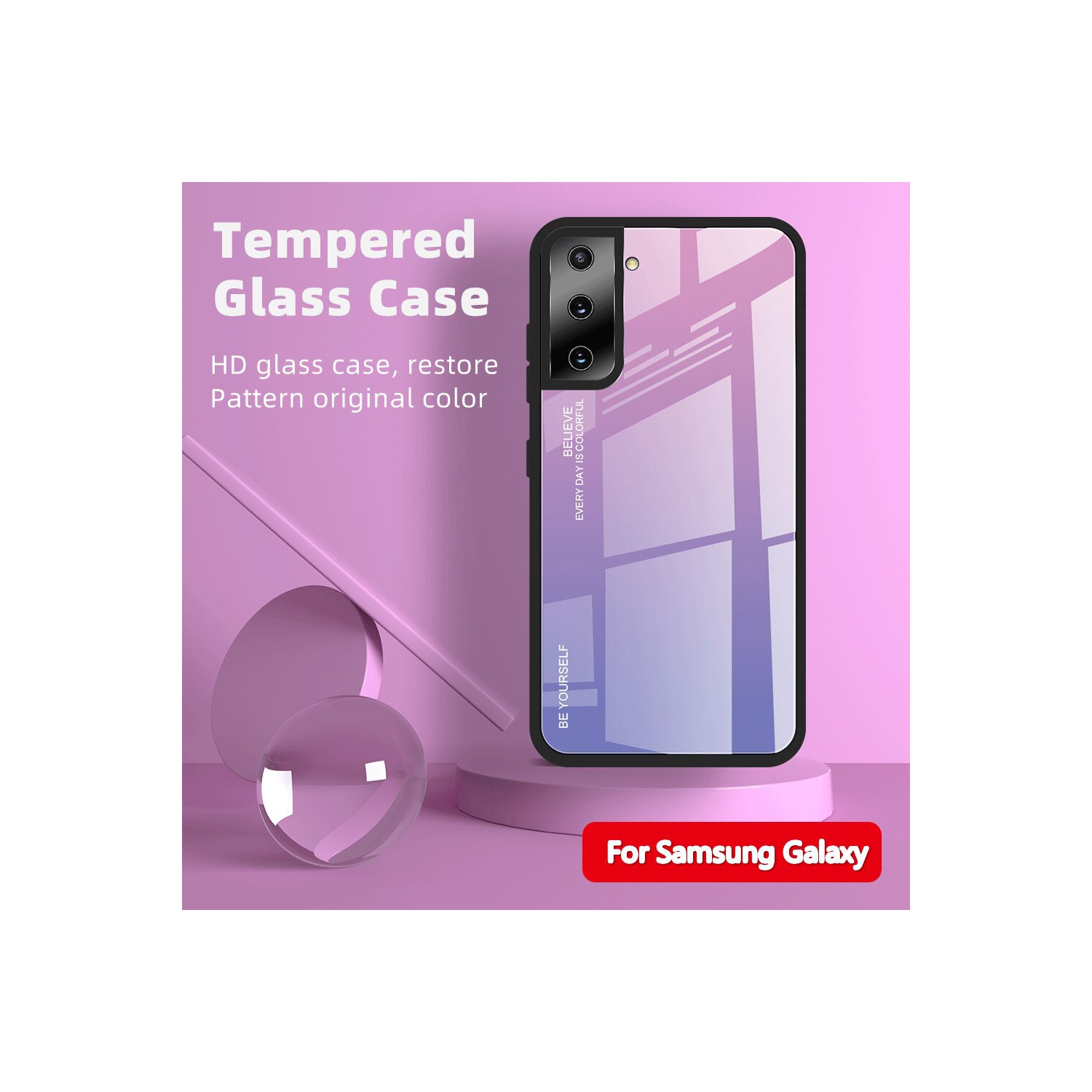 Gradient Tempered Glass Phone Case Cover For SAMSUNG S21 Plus