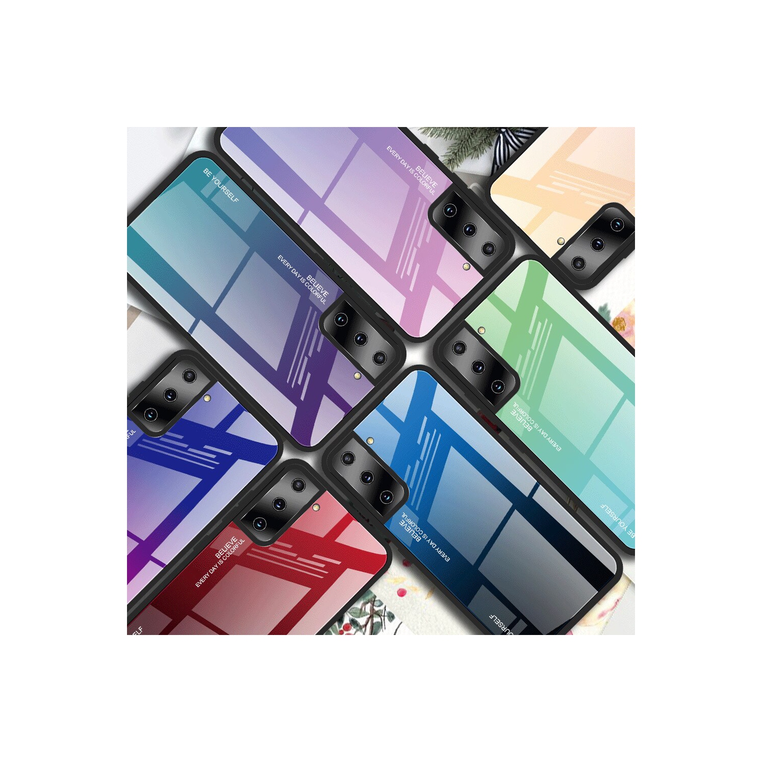 Gradient Tempered Glass Phone Case Cover For SAMSUNG S21