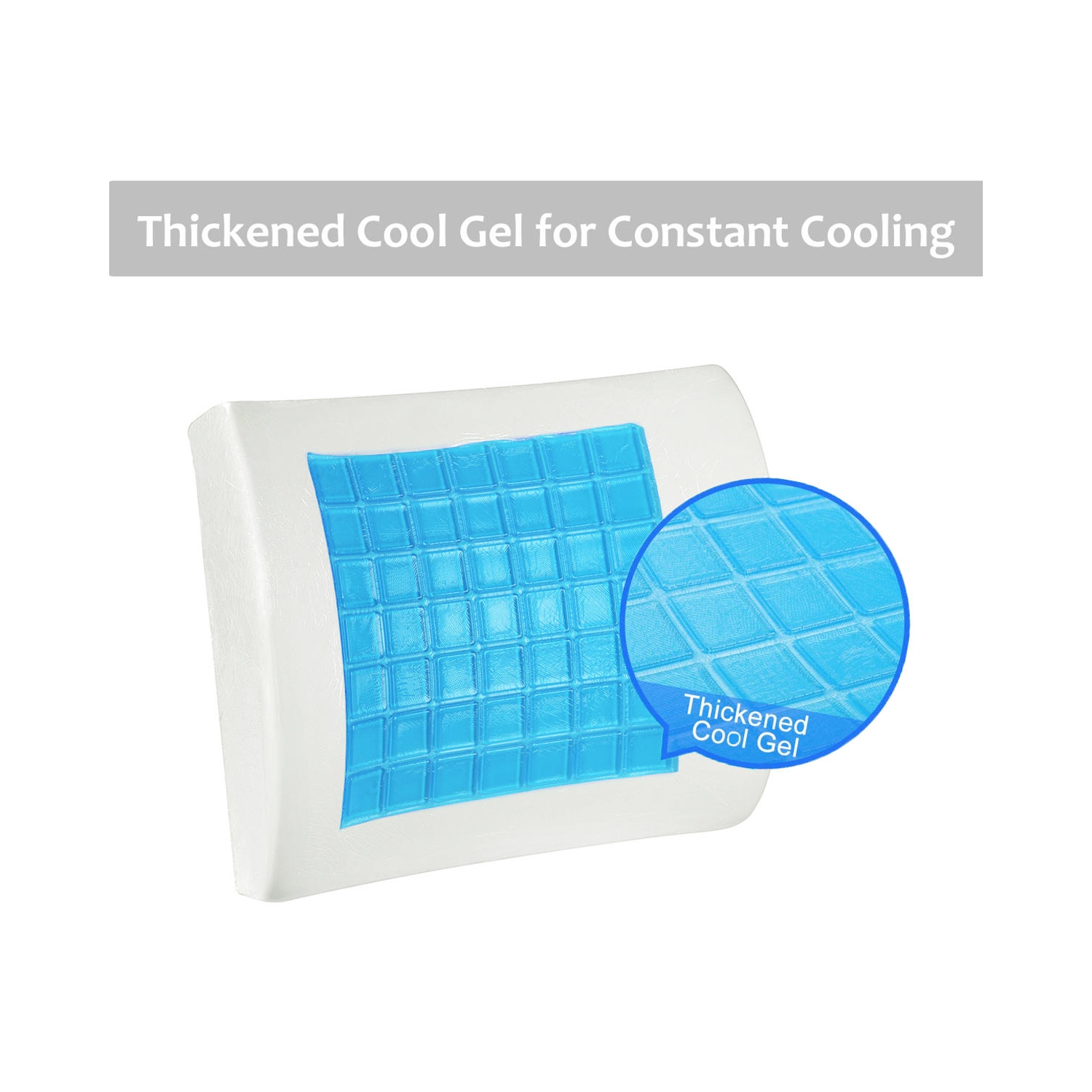 Coussin de soutien lombaire en mousse à mémoire en gel Cool, noir utilisé pour siège d’auto, chaise, maison, siège - Moustache®-Grey