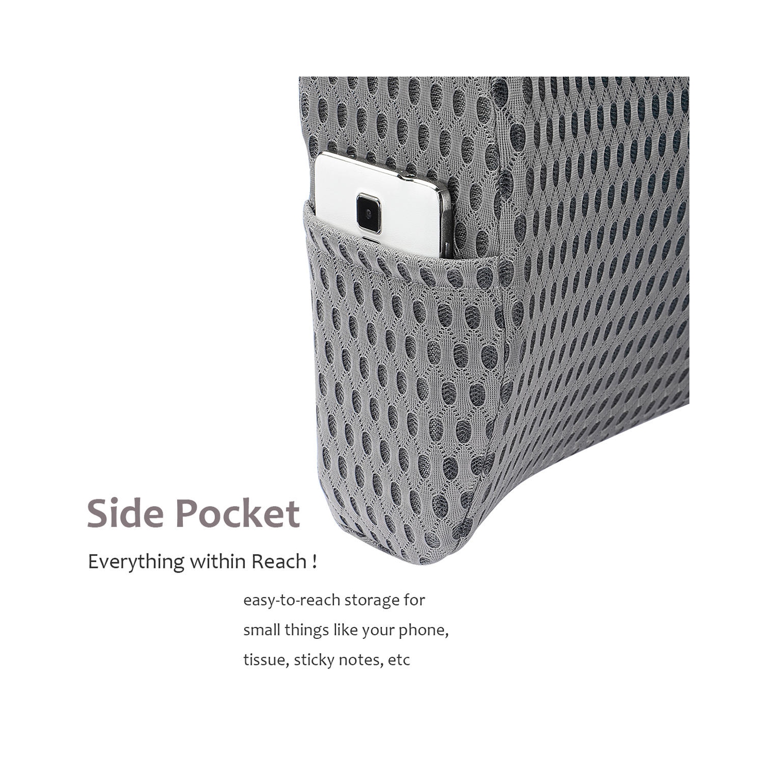 Coussin de soutien lombaire en mousse à mémoire en gel Cool, noir utilisé pour siège d’auto, chaise, maison, siège - Moustache®-Grey