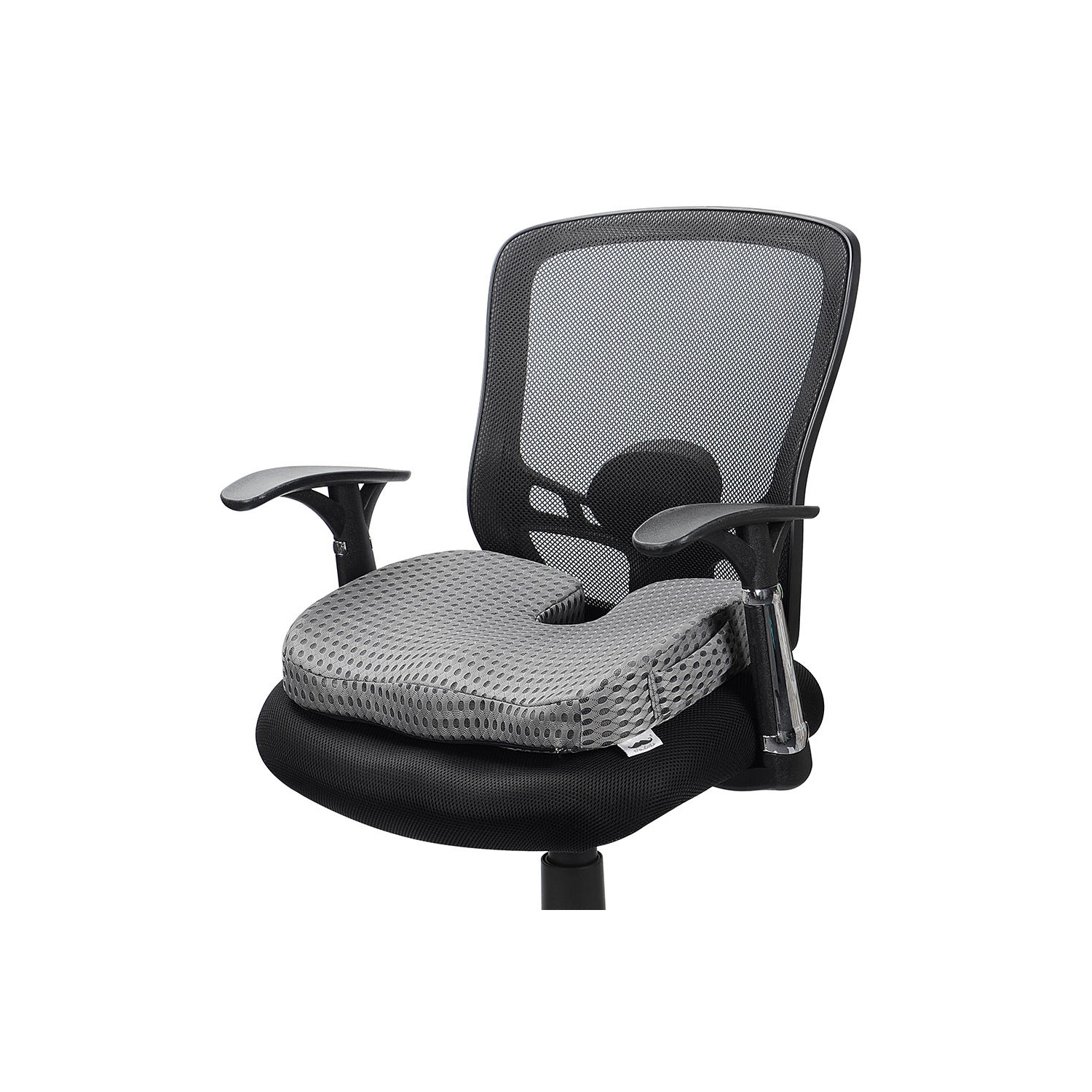 Cool Gel Memory Foam Seat Cushion, 450mm x 370mm x 71mm, for use with office chair, car seat, wheelchair- Gray - Moustache®