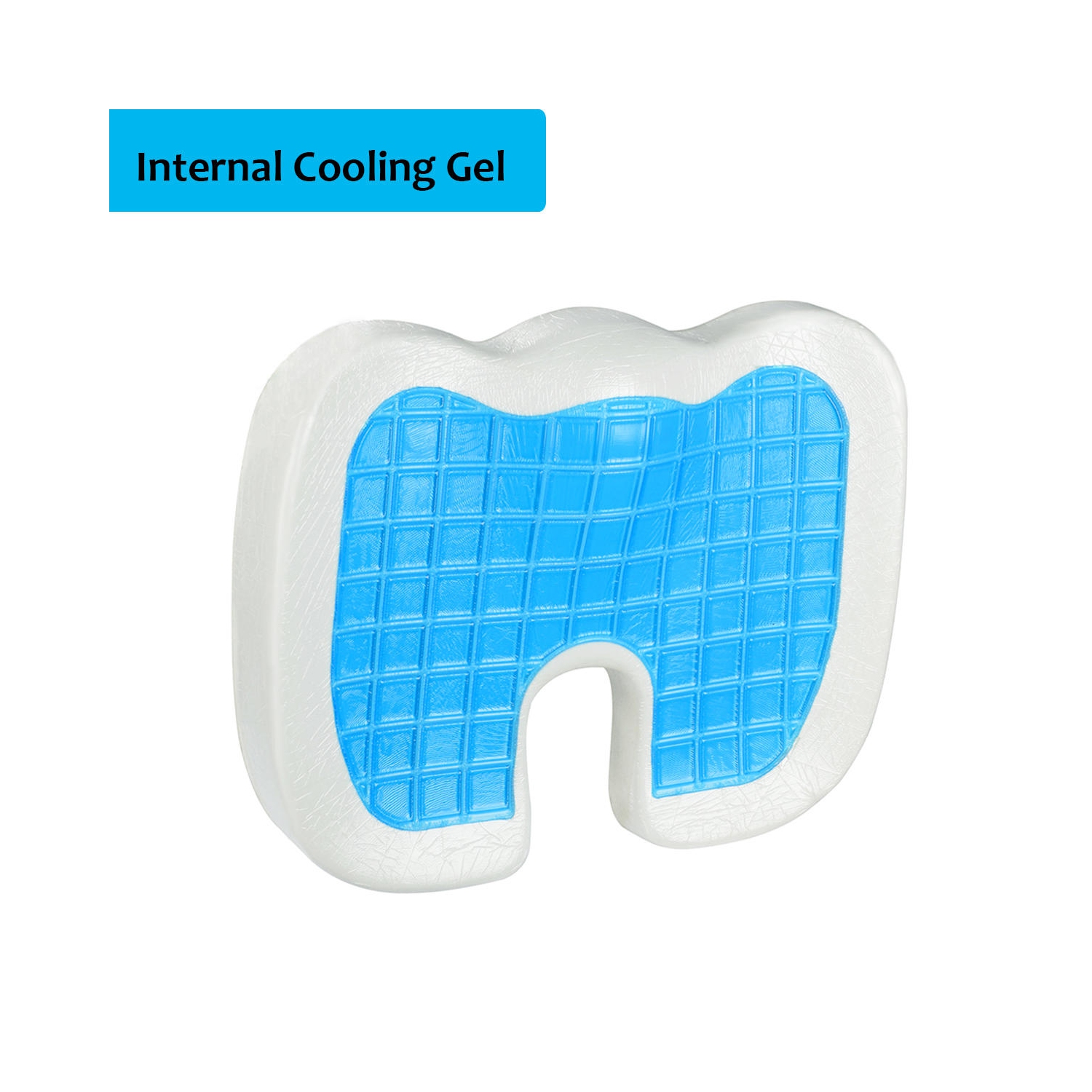 Cool Gel Memory Foam Seat Cushion, 450mm x 370mm x 71mm, for use with office chair, car seat, wheelchair- Gray - Moustache®