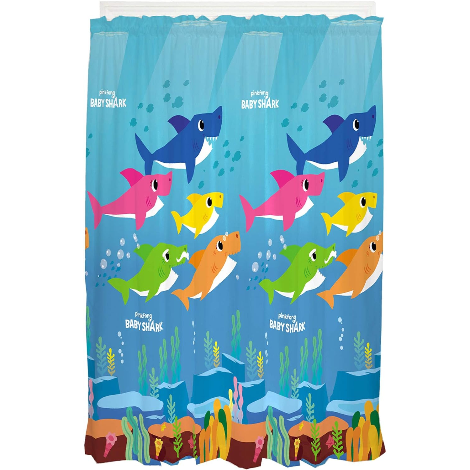 Rideaux rideaux rideaux gonflables pour chambre d'enfant Baby Shark, ensemble de 2