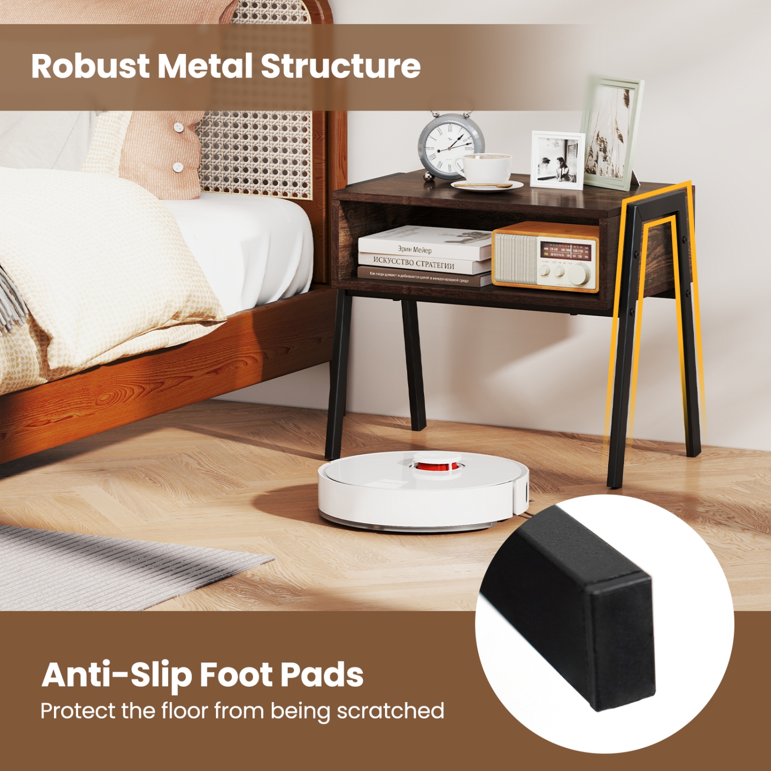 Gymax 2PCS Stackable End Table Night Stand Bedside Table Shelf Accent Table