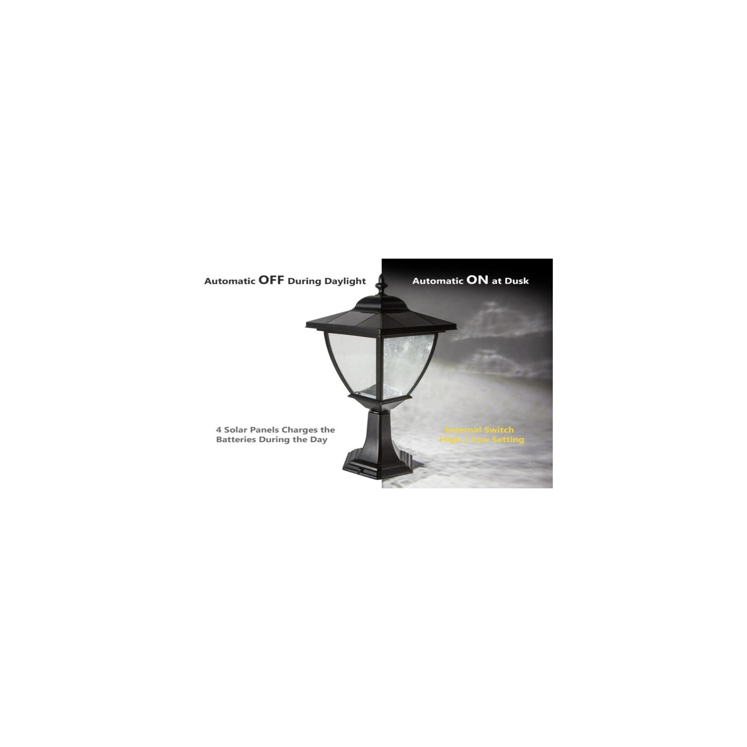 Classy Caps Black Aluminum Eleganté Solar Lamp SML556