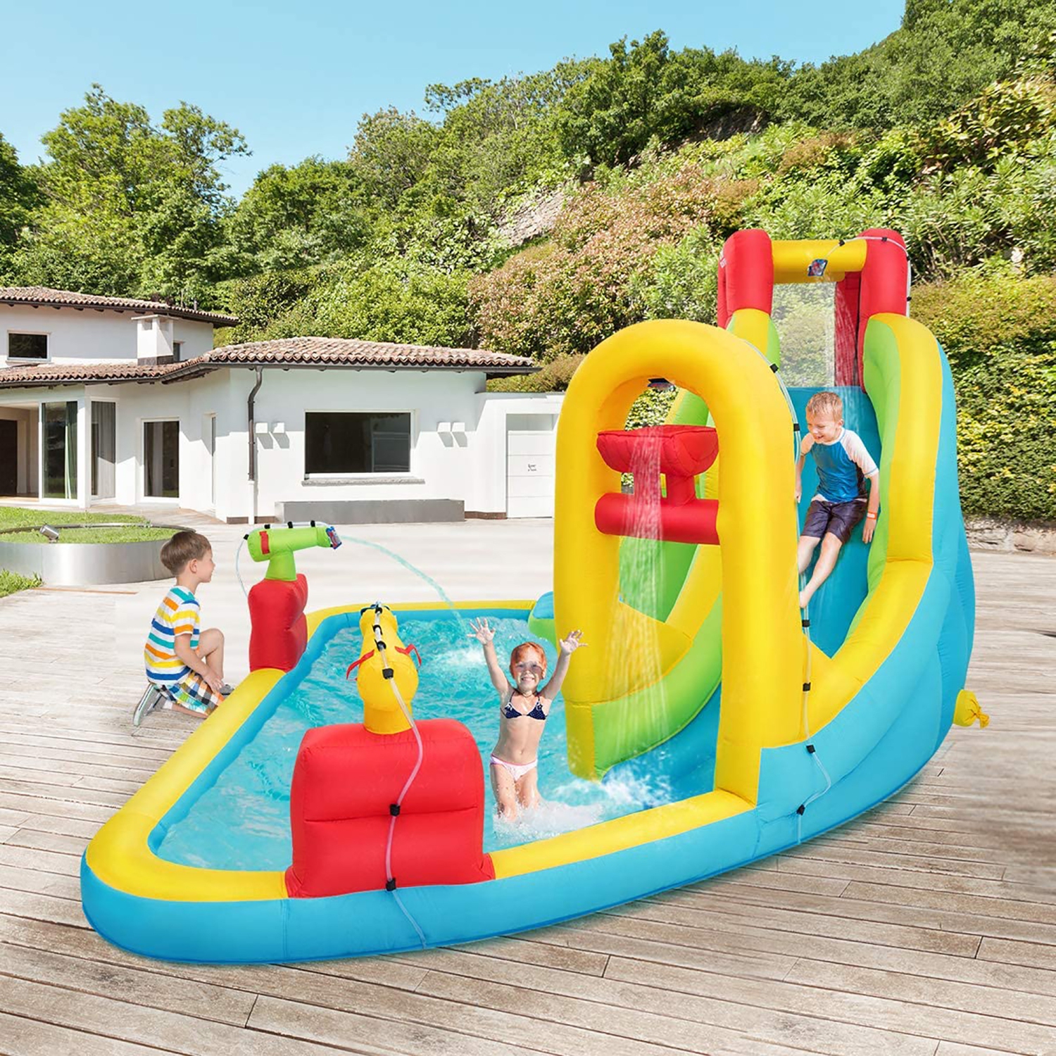 Costway Inflatable Water Slide Kids Bounce House w/480w Blower